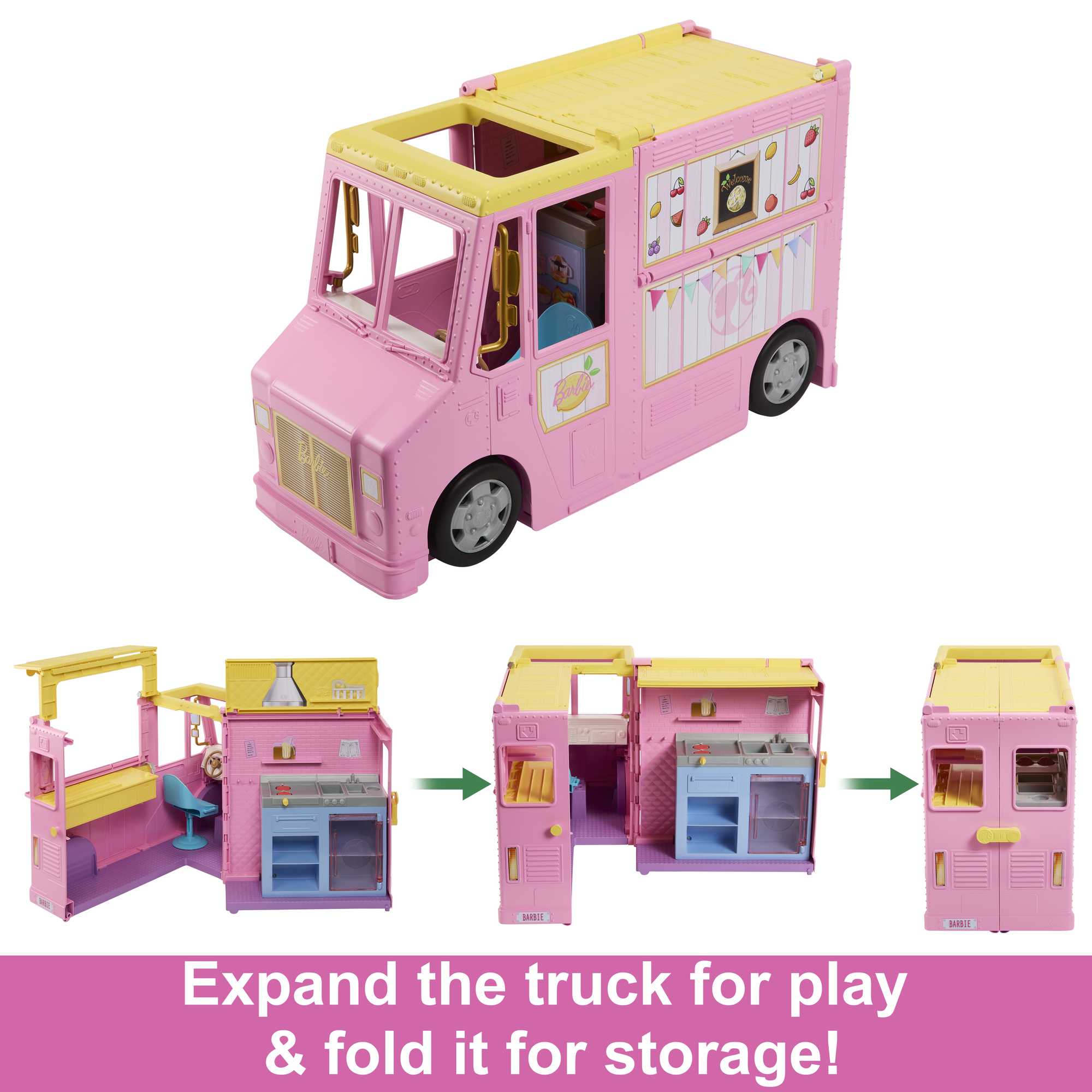 Pink barbie food truck car toy hotsell