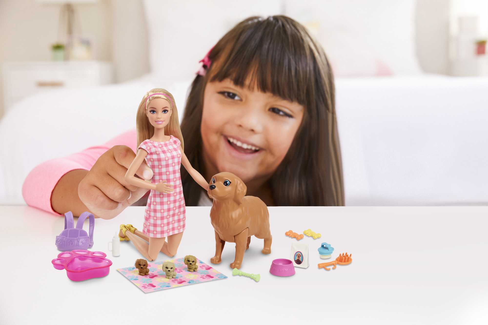 Barbie Doll and Newborn Puppies Playset Mattel