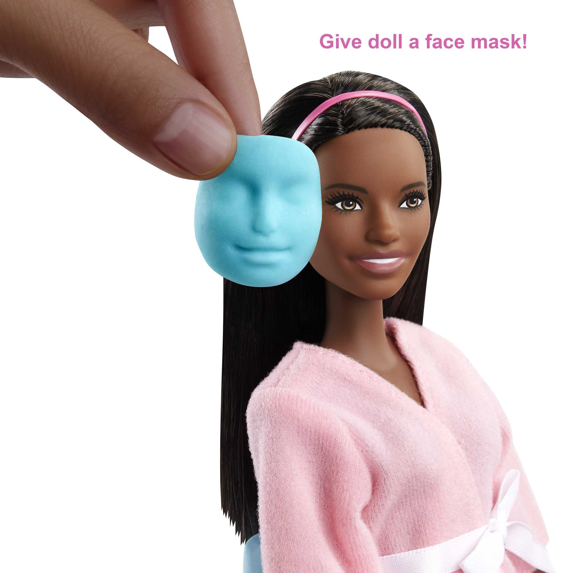 Barbie Face Mask Spa Day Playset Brunette Barbie Doll Puppy Molding Toy Dough