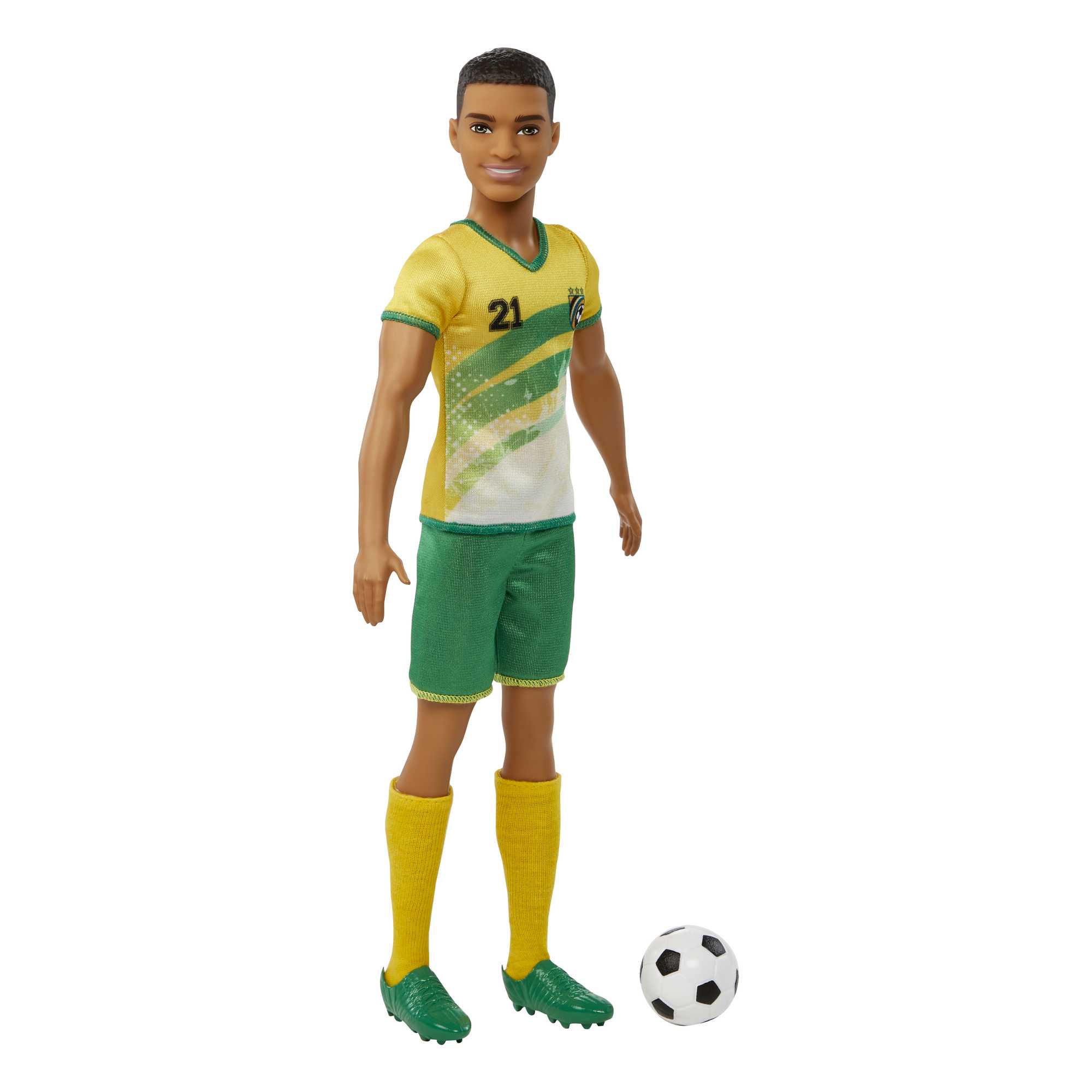 Barbie Ken Soccer Doll 21 Uniform with Soccer Ball Cleats Mattel