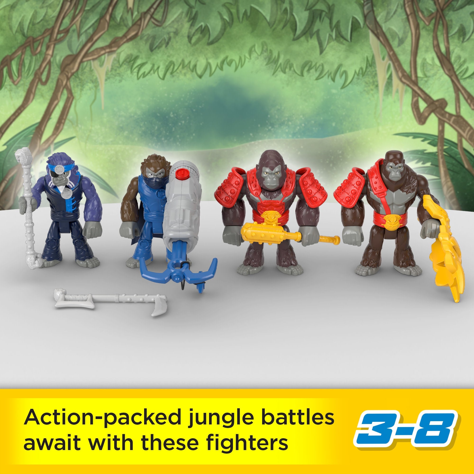 Fisher-Price Imaginext Gorilla Fortress Playset - Action Toy With Swing Arms & Figures For Kids 3+