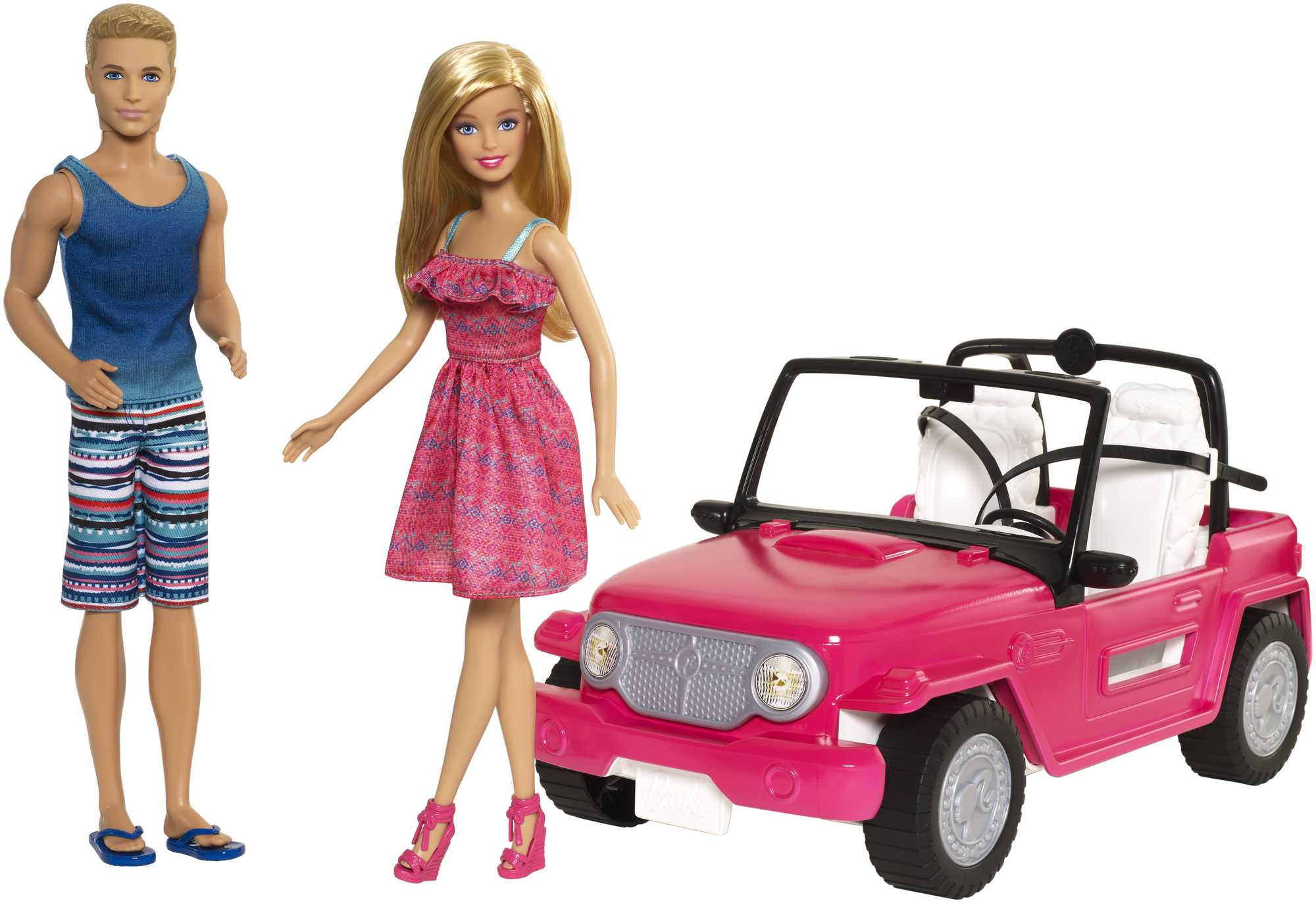 Barbie Beach Cruiser Set Pink 2 Seater Toy Car Mattel