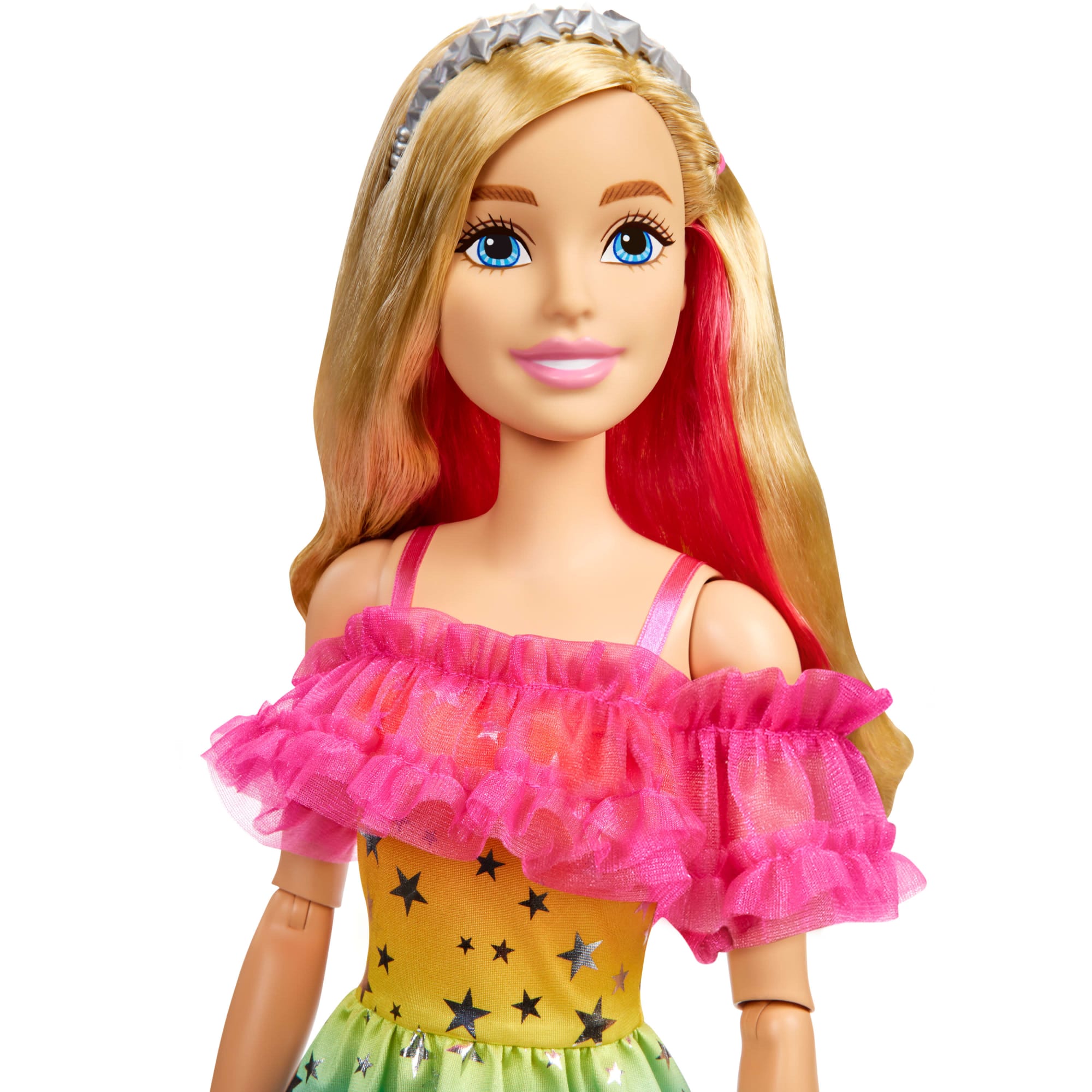 Large Barbie Doll, 28 Inches Tall, Blond Hair And Rainbow Dress | Mattel