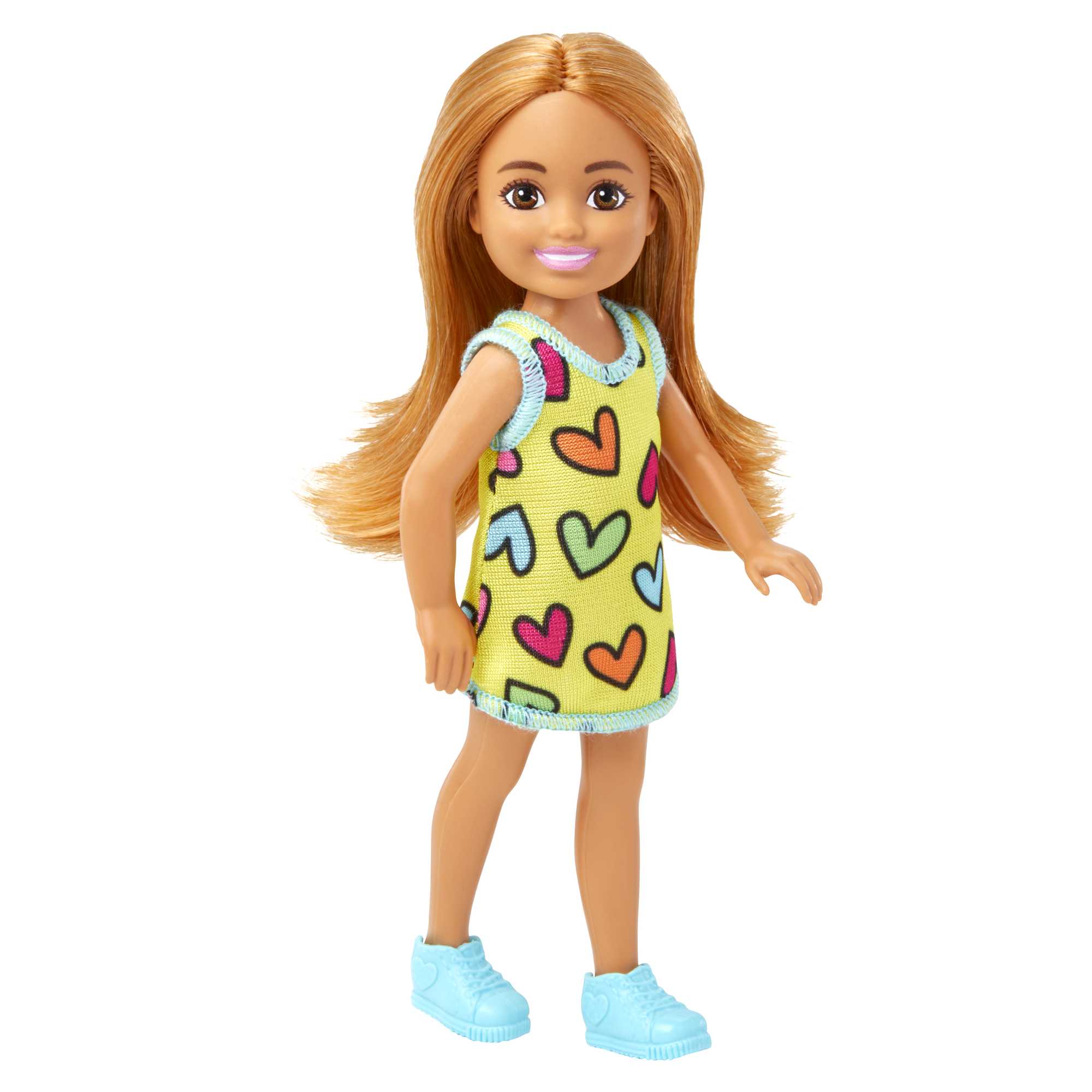 Barbie-Poupée Chelsea-Petite Poupée Avec Robe à Imprimé Cœurs Amovible Avec Cheveux Blonds et Yeux Bleus