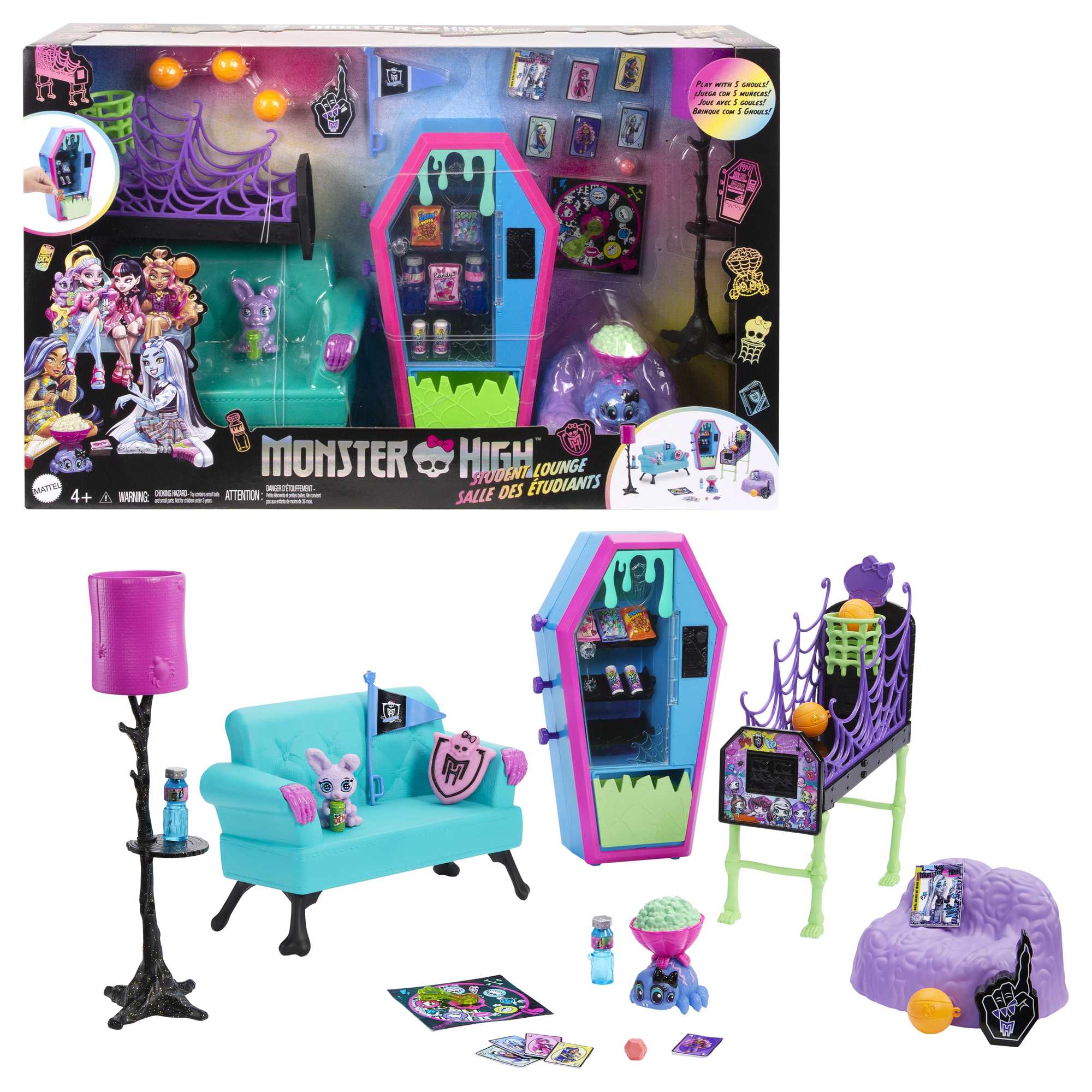 Monster High Student Lounge Playset with Two Pets | MATTEL