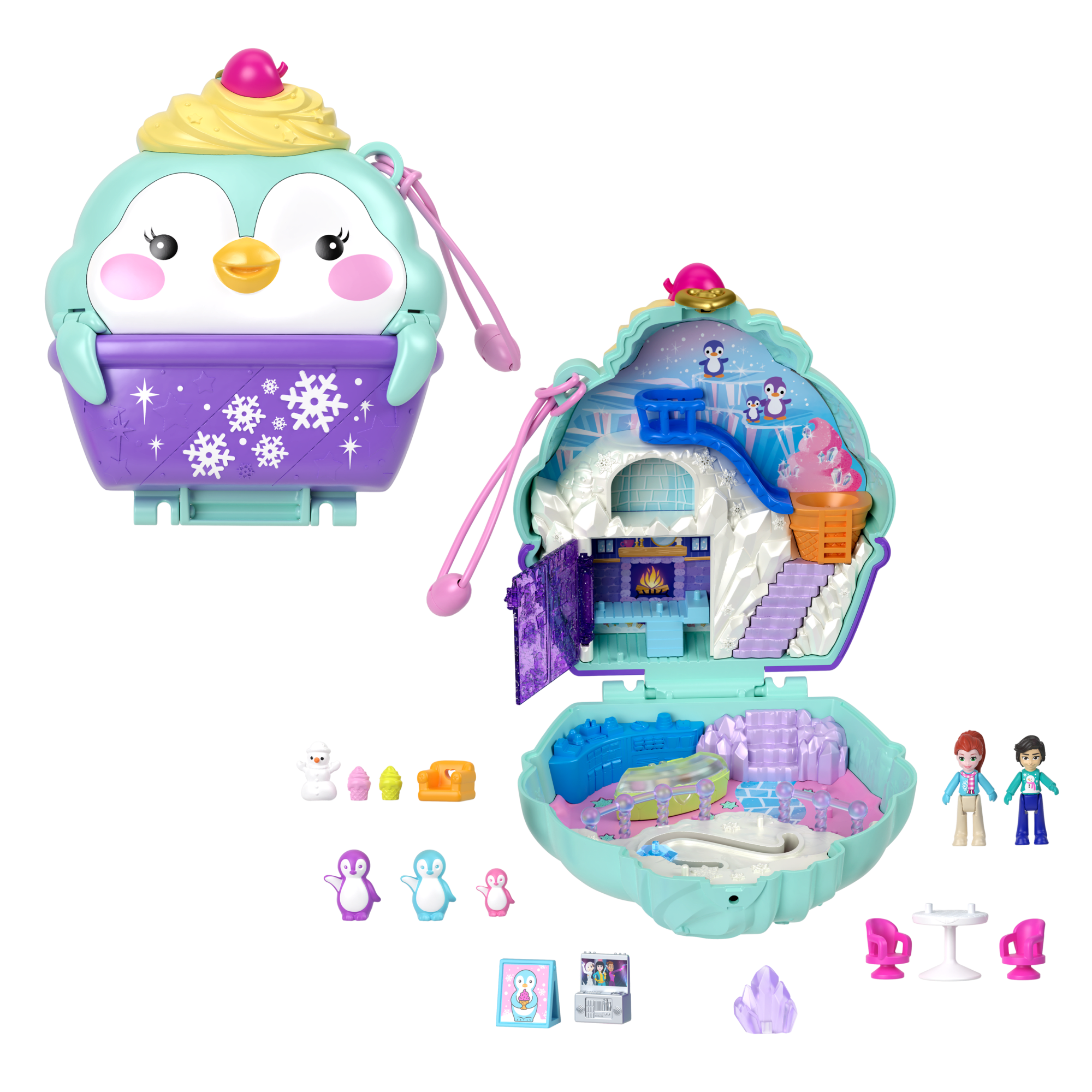 Polly Pocket Dolls and Playset, Travel Toys, Snow Sweet Penguin