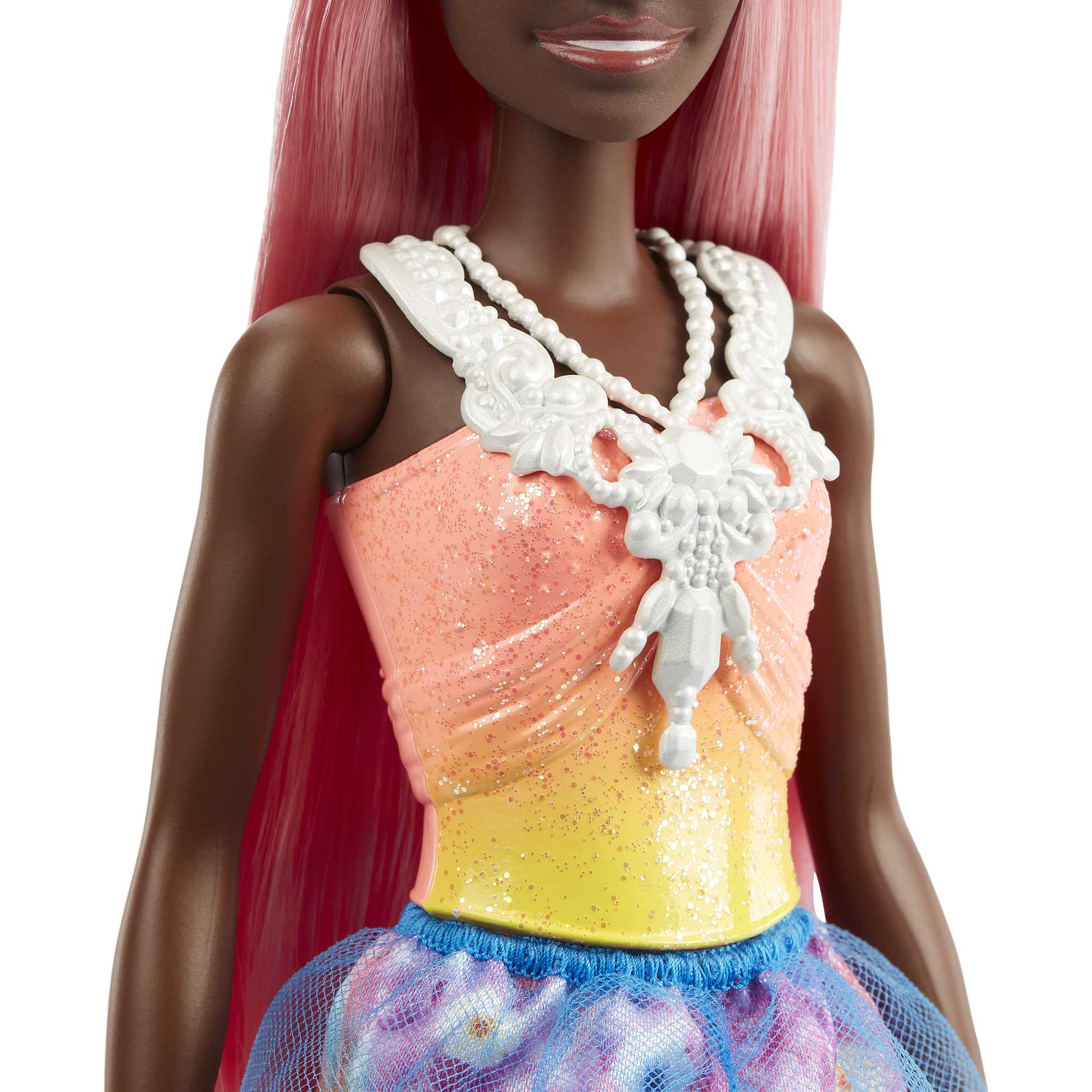 Barbie Fantasía Muñeca Real Cabello Rosa Pastel