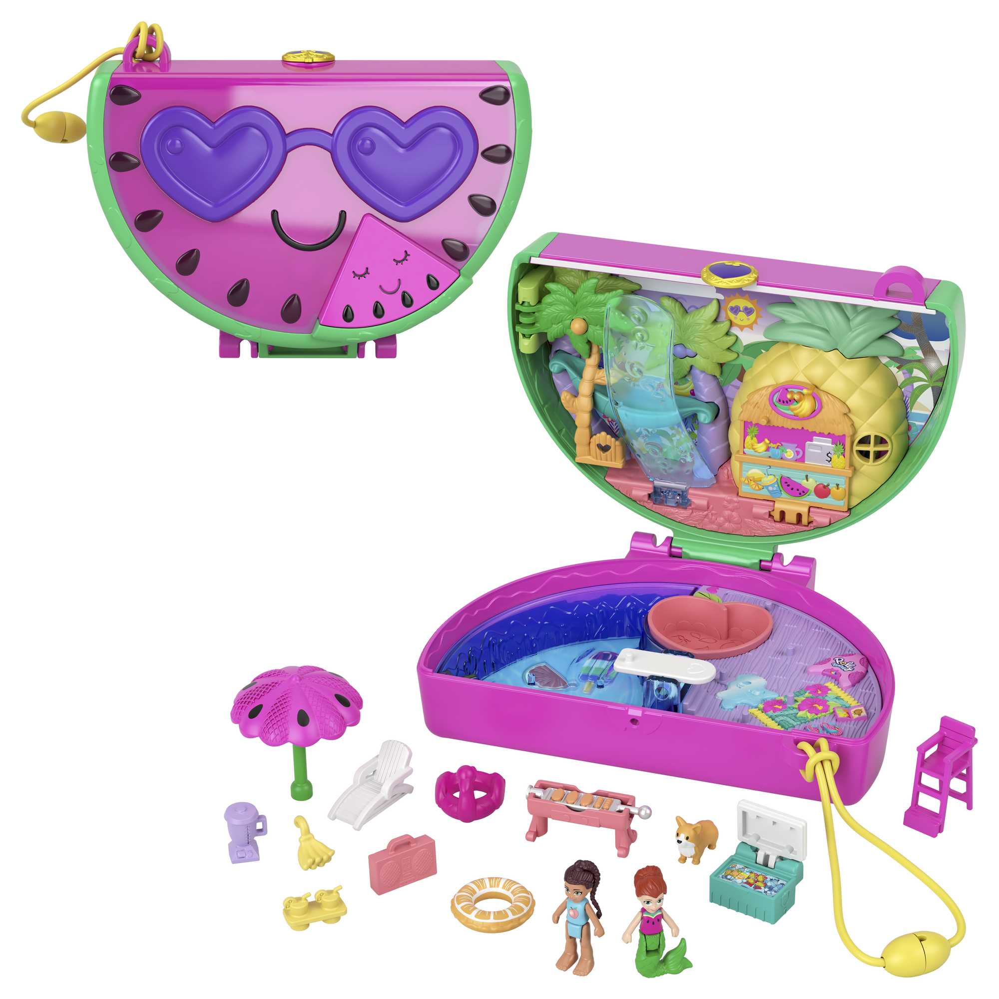 Polly Pocket Playset and 2 Dolls | Watermelon Compact | MATTEL