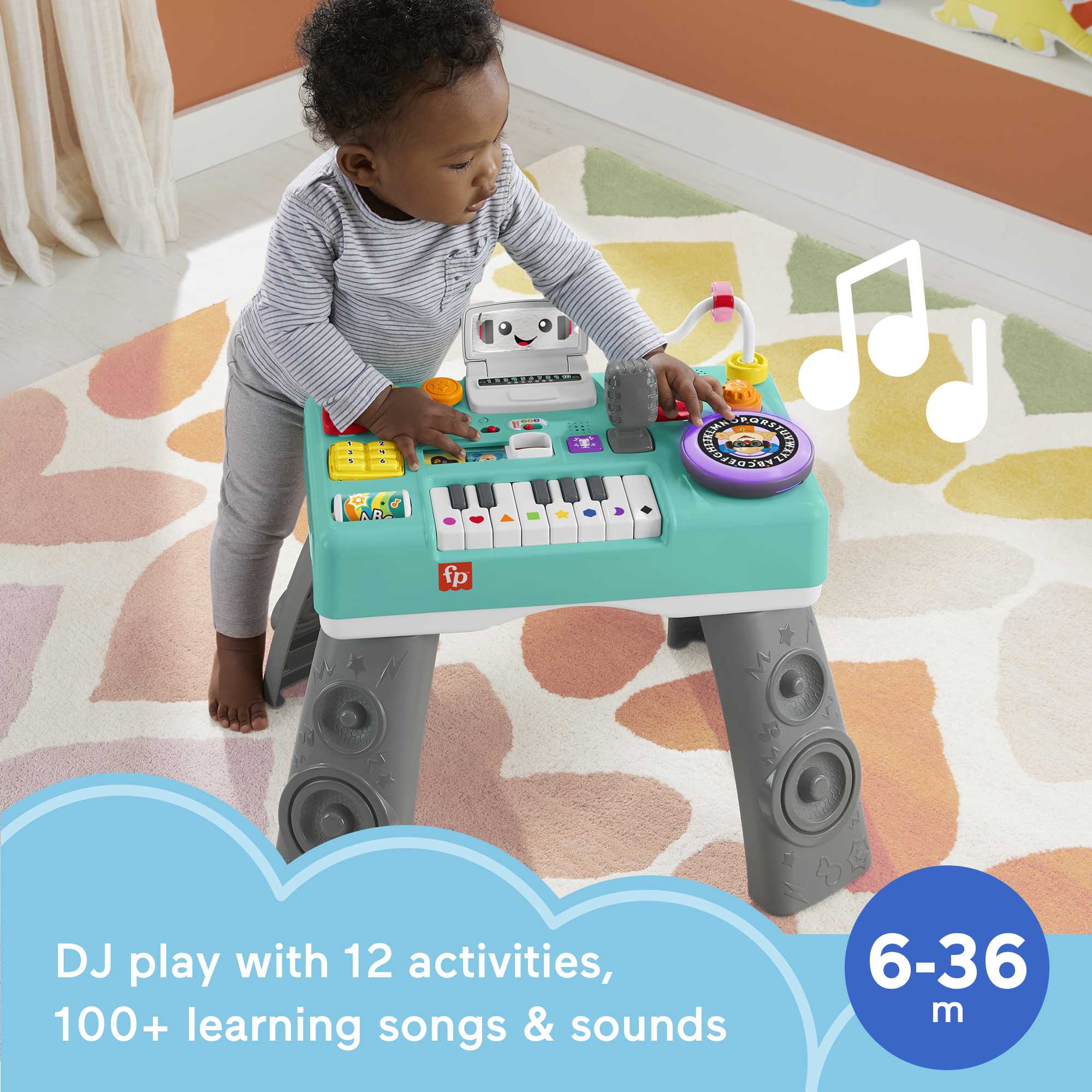  Fisher-Price Baby & Toddler Learning Toy Dj Bouncin' Beats With  Music Lights & Bouncing Action For Ages 6+ Months : Toys & Games