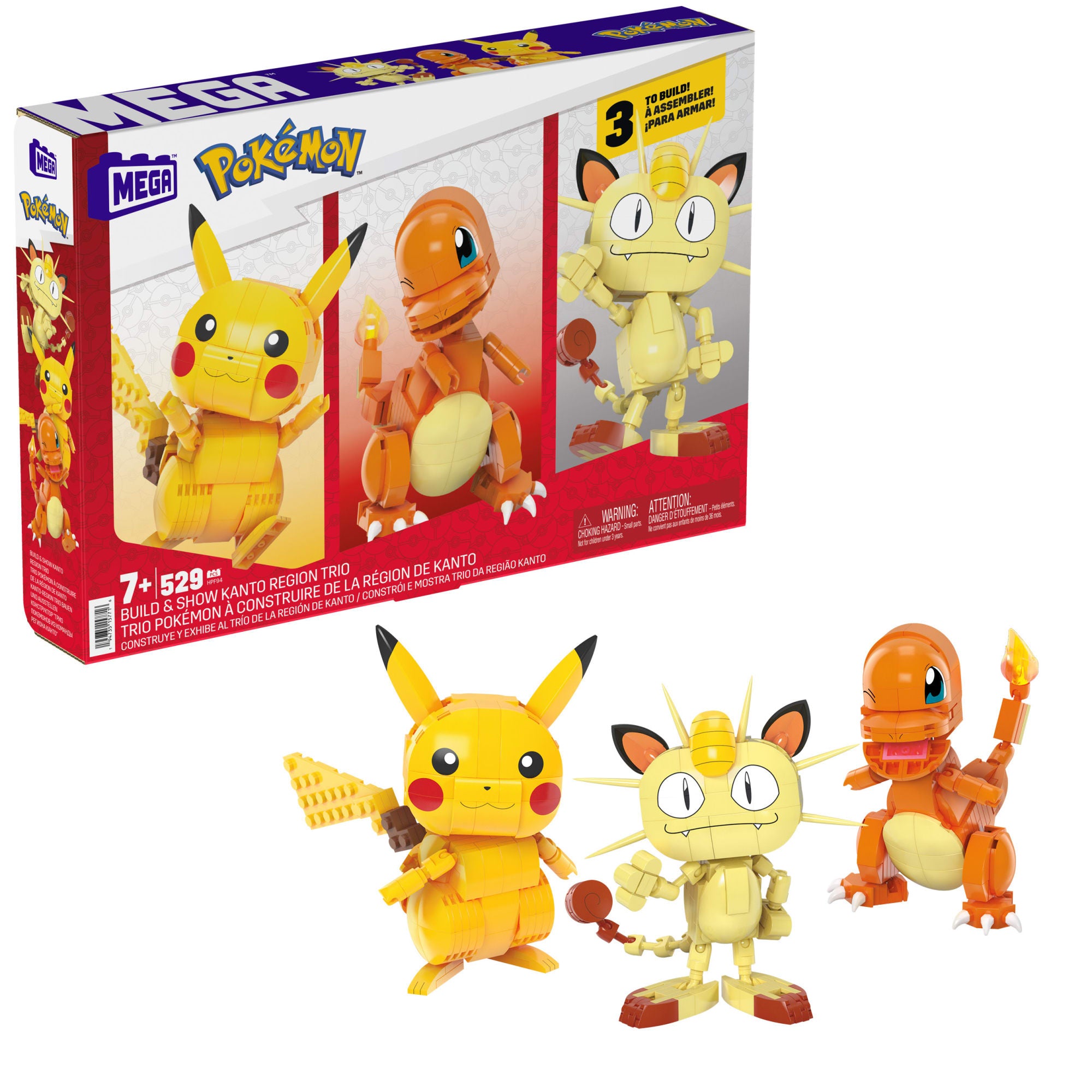 MEGA Pokémon Coffret Trio de La Région de Kanto, 3 Figurines