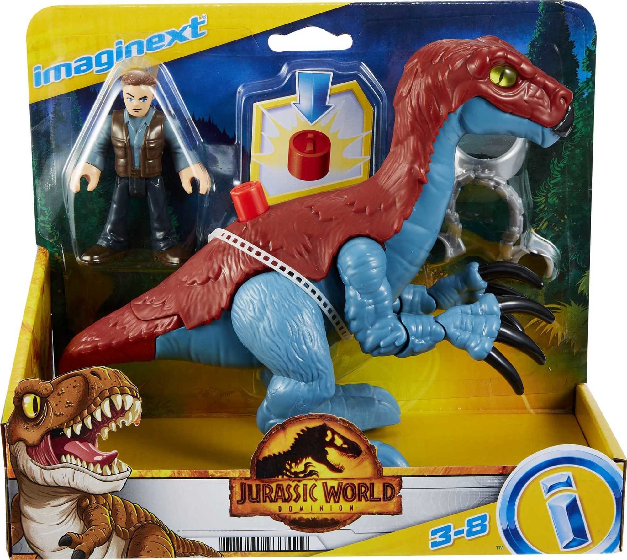Imaginext Jurassic World Dominion therizinosaurus Dinosaur & Owen Grady Poseable Figure Set