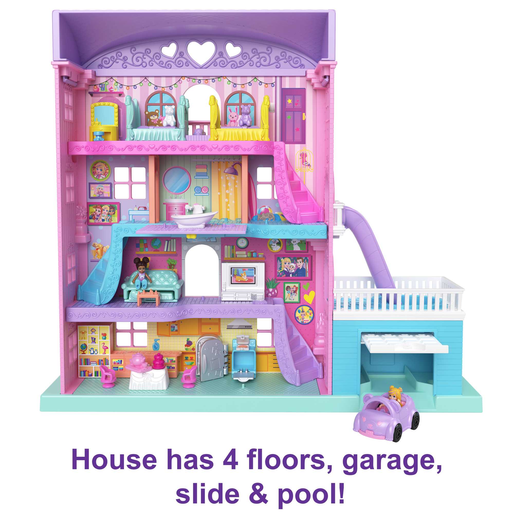 POLLY POCKET PAJAMA PARTY SLEEPOVER ADVENTURE HOUSE Playset | Mattel