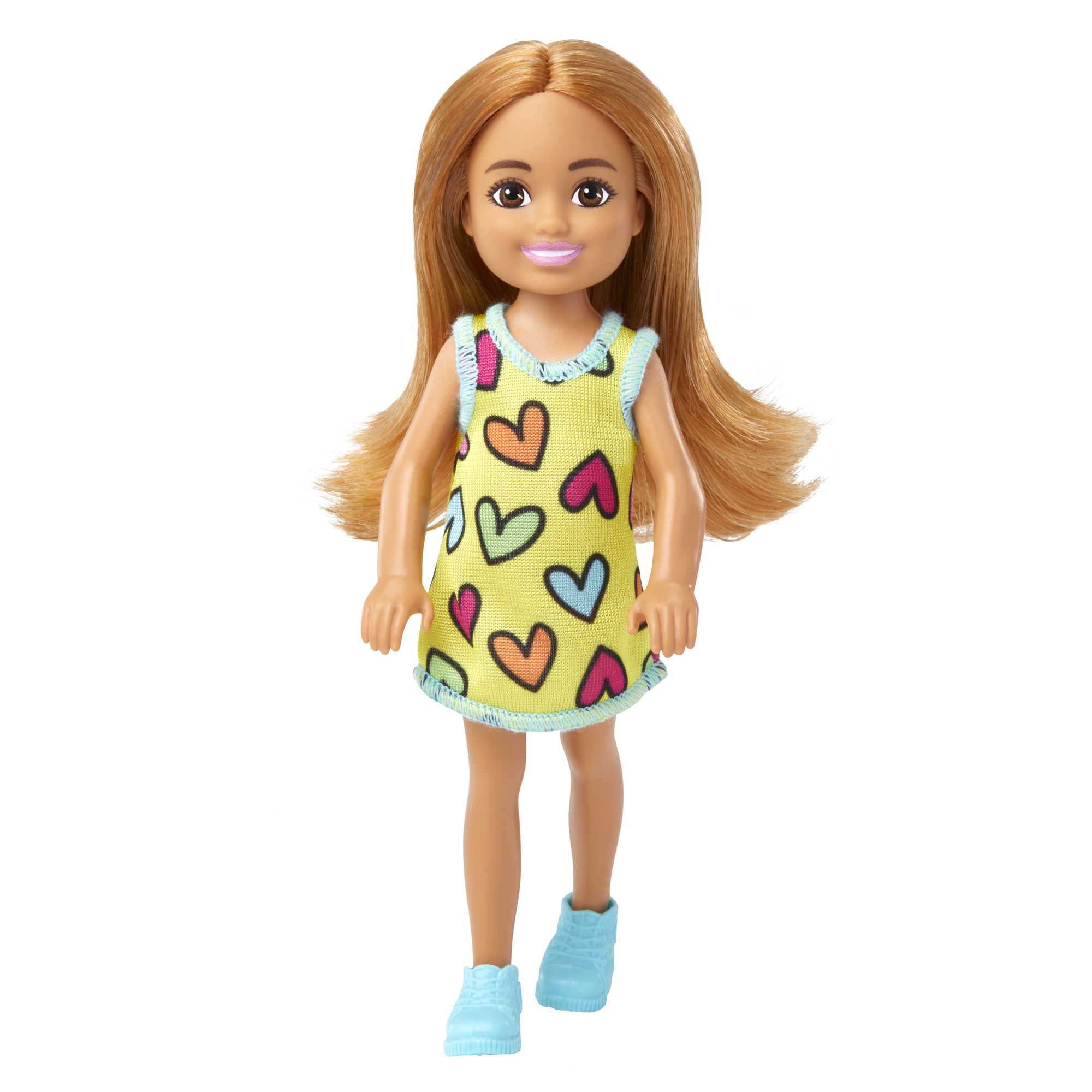 Barbie-Poupée Chelsea-Petite Poupée Avec Robe à Imprimé Cœurs Amovible Avec Cheveux Blonds et Yeux Bleus
