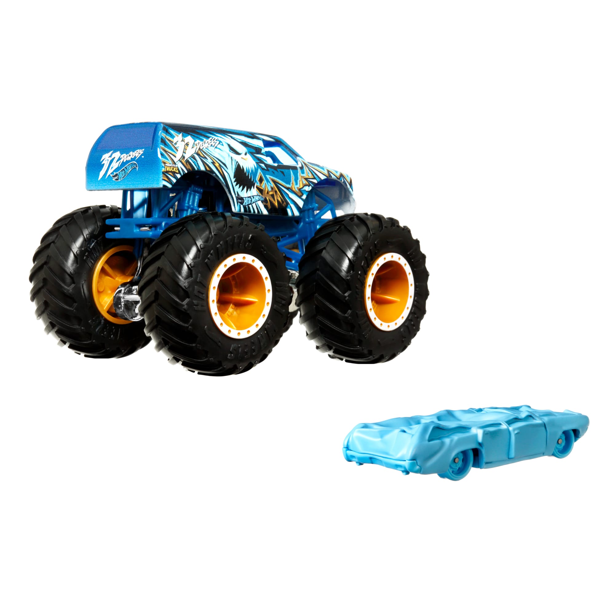 Hot Wheels Monster Trucks Veículo de Brinquedo 32 Degrees SUV Die Cast Flat Iron Crushed