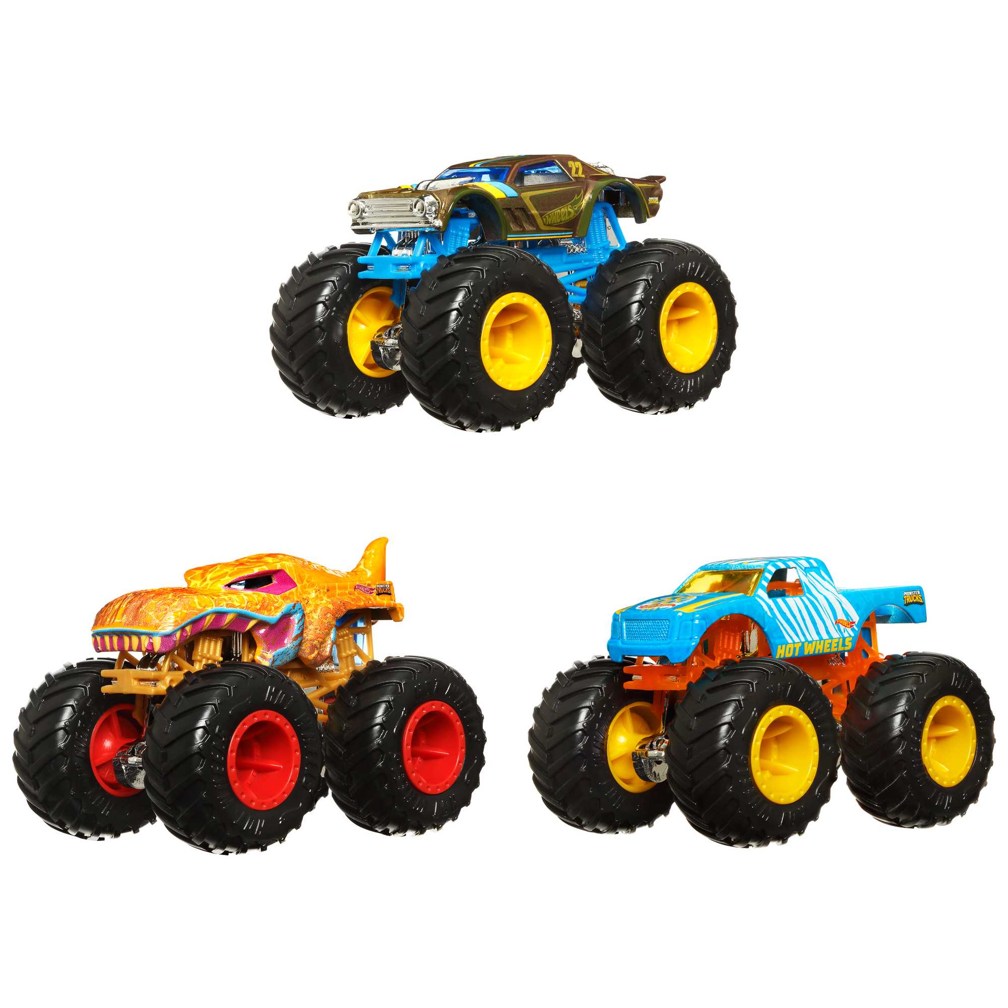 Hot Wheels Monster Trucks 1:64 Color Shifters 3-Pack, Toy Trucks For Kids