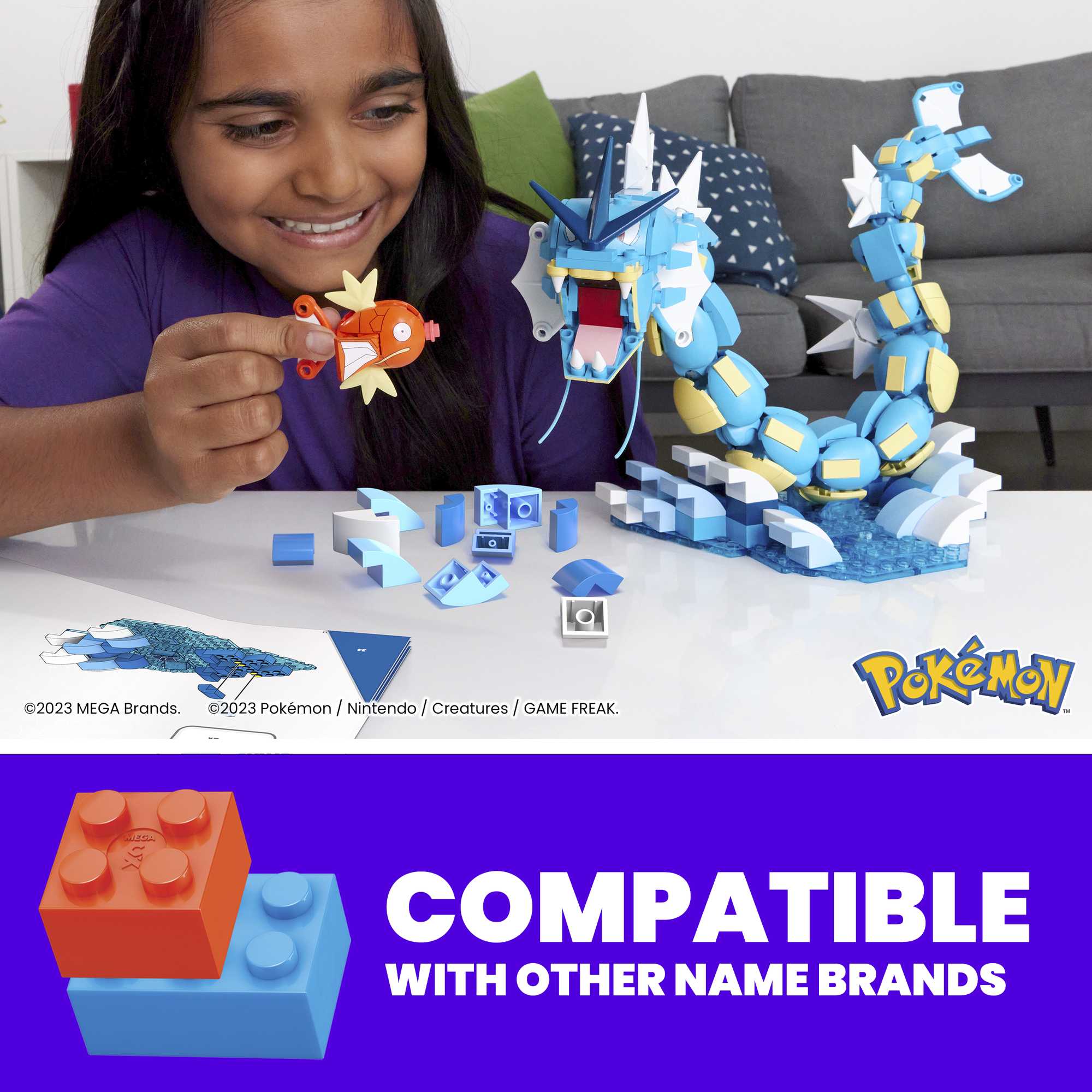 MEGA Pokémon Magikarp Building Toy Kit With 2 Action Figures (411 Pieces) For Kids