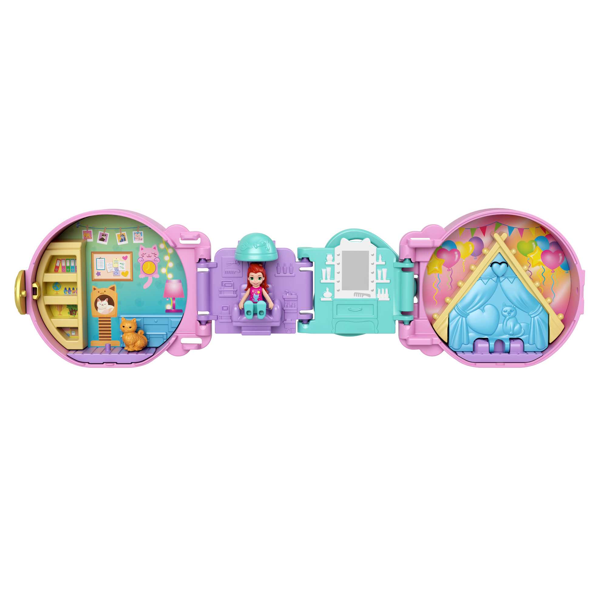 Polly Pocket Compact Pajama Party Cat Playset MATTEL