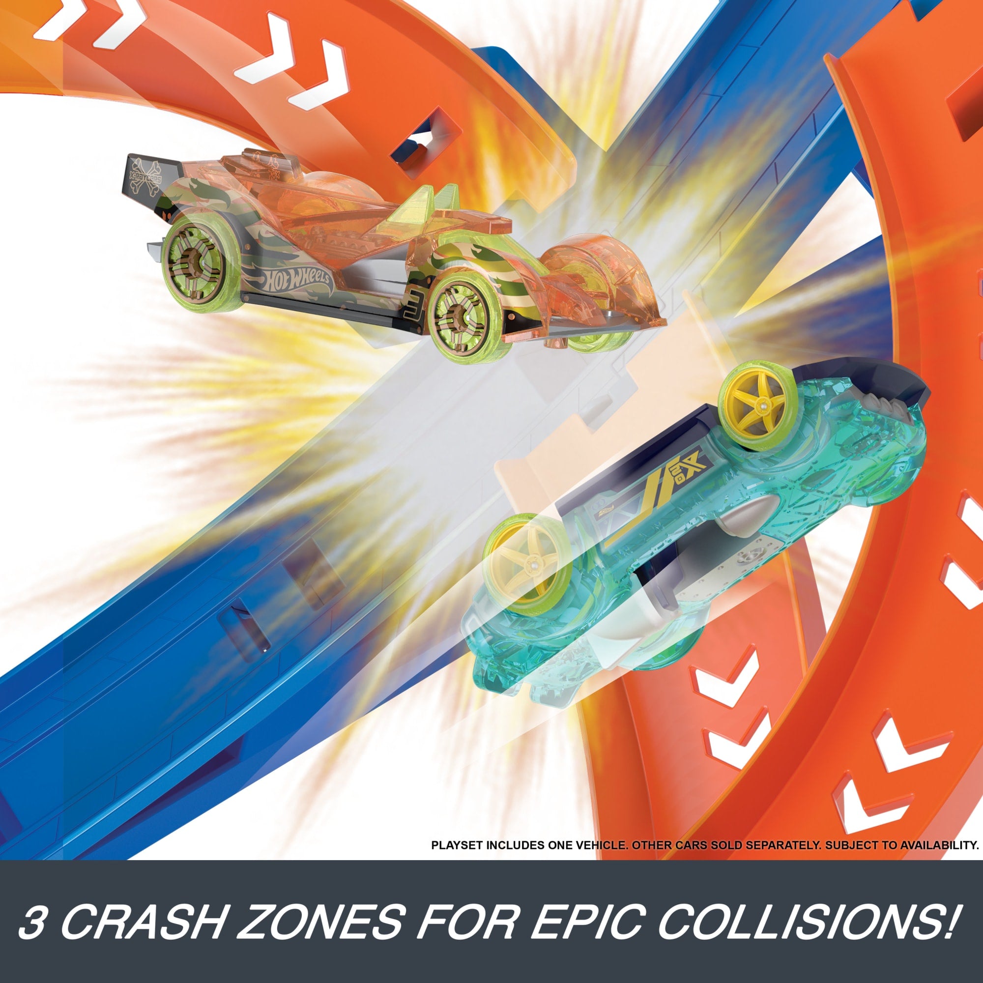 Hot Wheels Track Set And 1:64 Scale Toy Car, Spiral Race Track With Motorized Booster