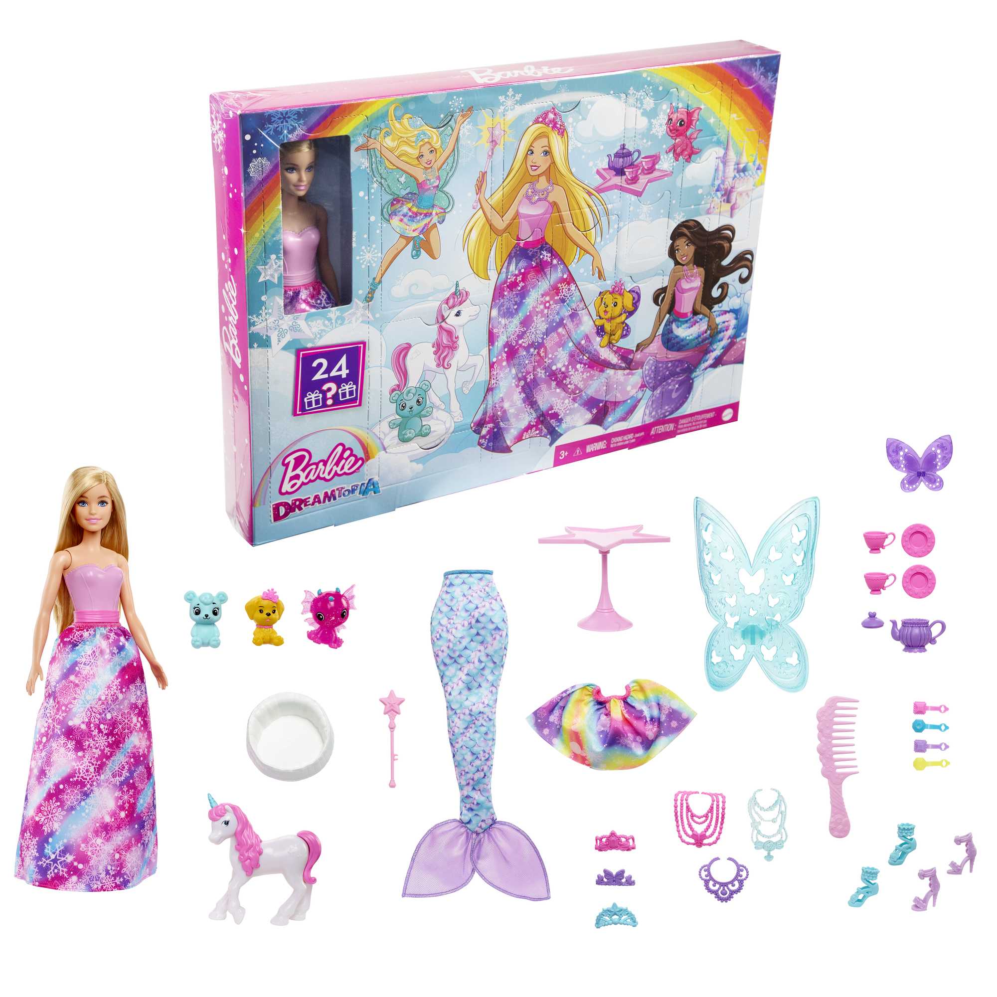 Barbie Dreamtopia Fairytale Surprise Box With Barbie Doll And 24 Gifts