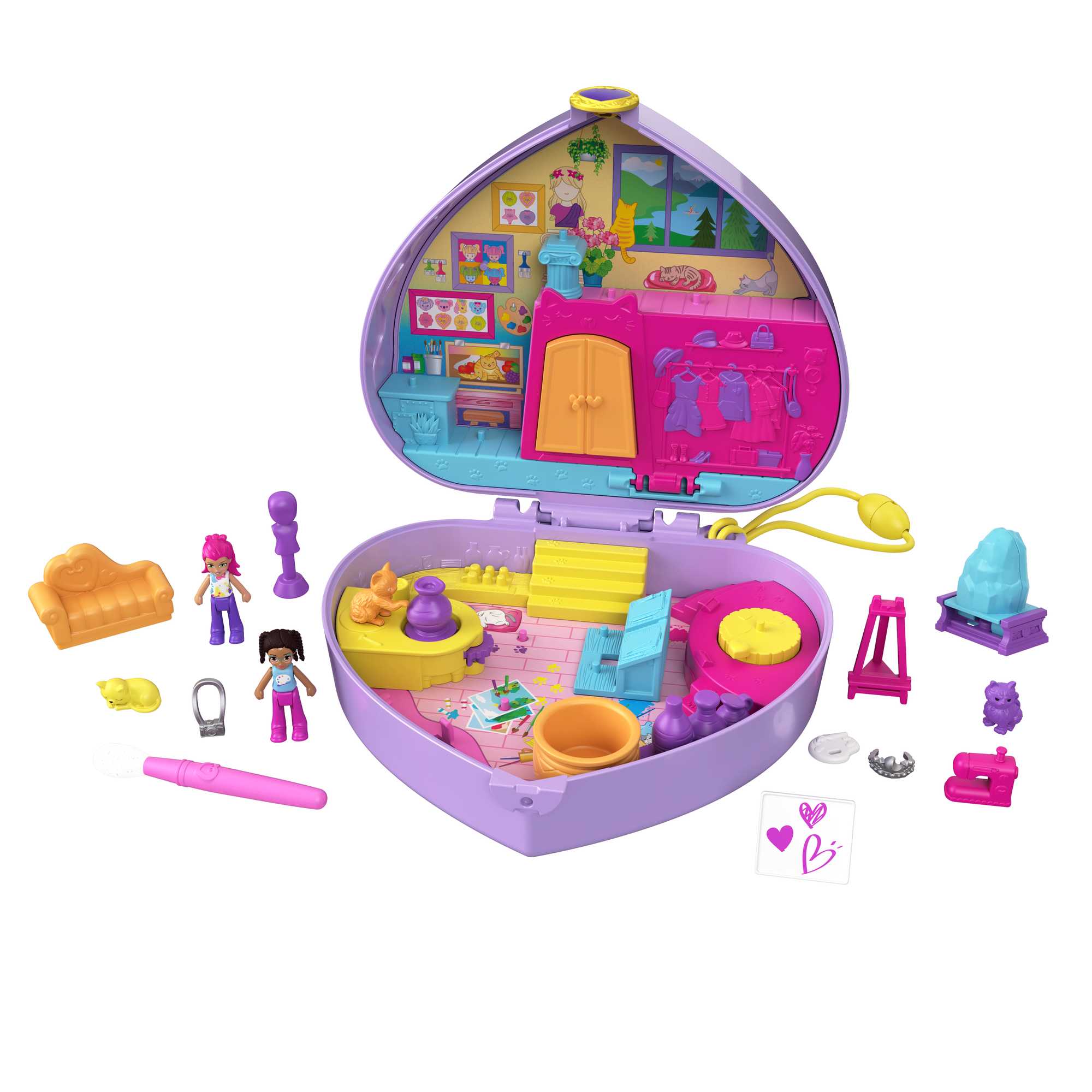 Polly Pocket Starring Shani Art Studio Compact, Micro Shani & Friend Dolls,  5 Reveals, 12 Accessories, Pop & Swap Feature, 4 & Up