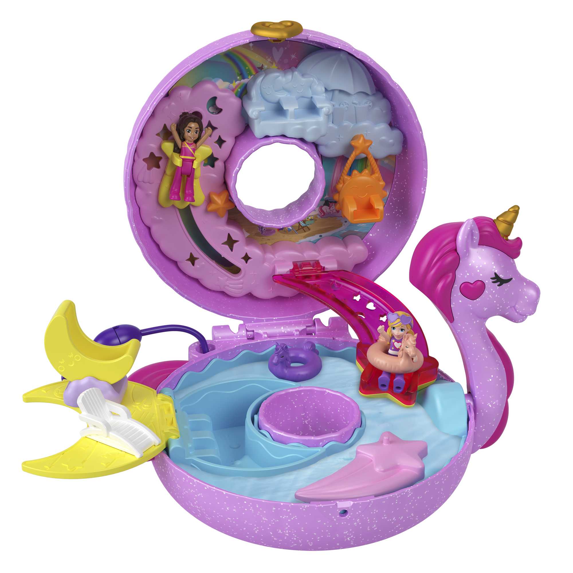 Polly Pocket Conjunto de Brinquedo Estojo Boia De Unicórnio