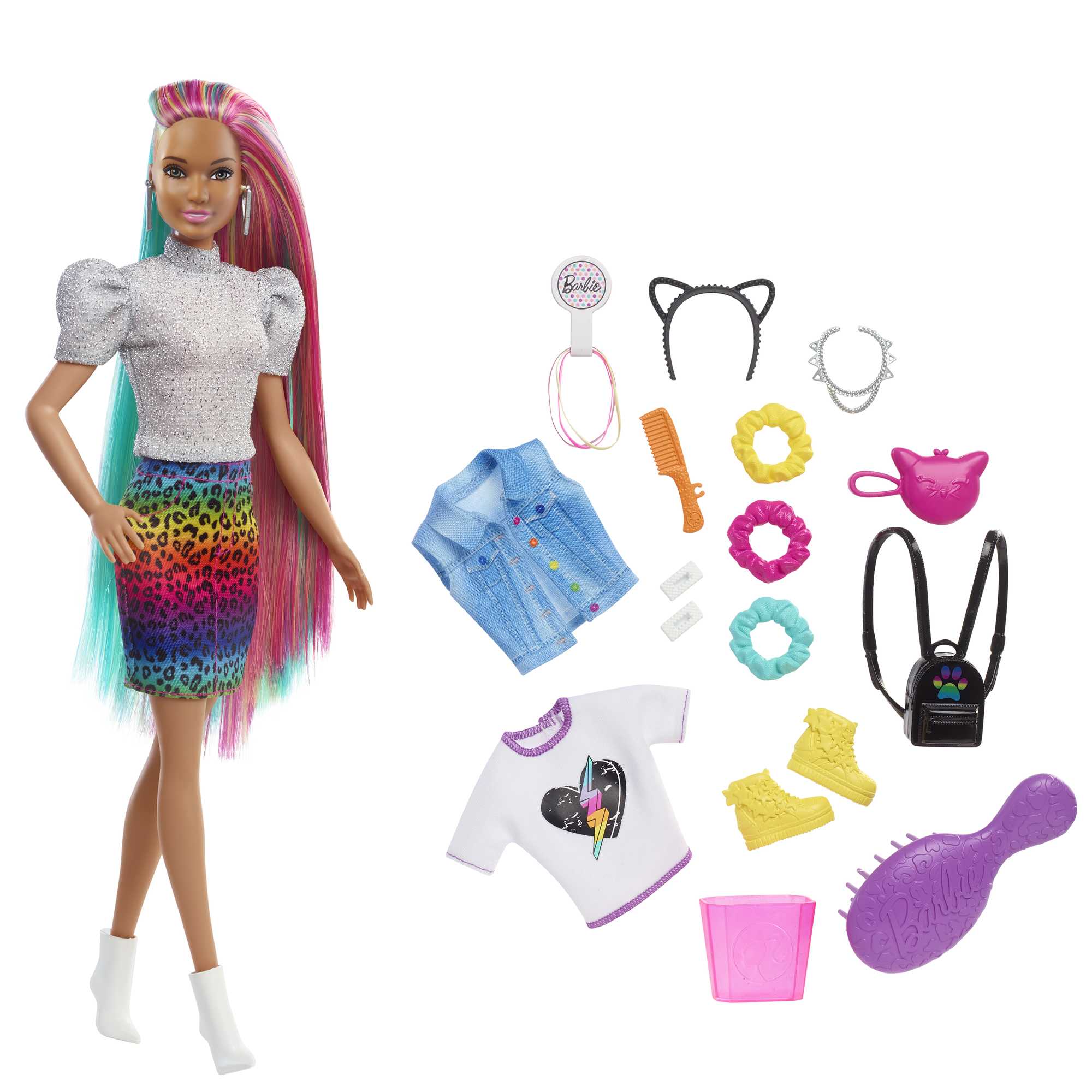 Barbie Leopard Rainbow Hair Doll HCV99 | Mattel
