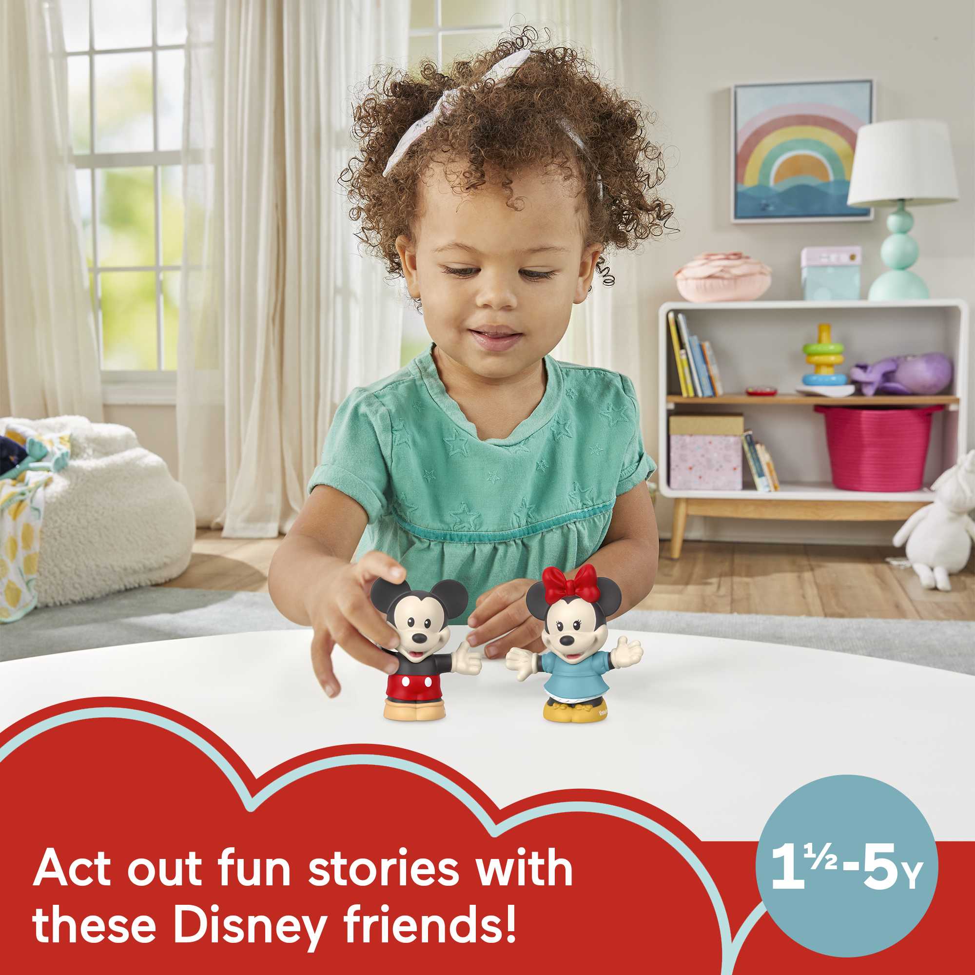 Fisher-Price Little People Toddler Figure Pack, Disney 100 Retro Reimagined Mickey & Minnie