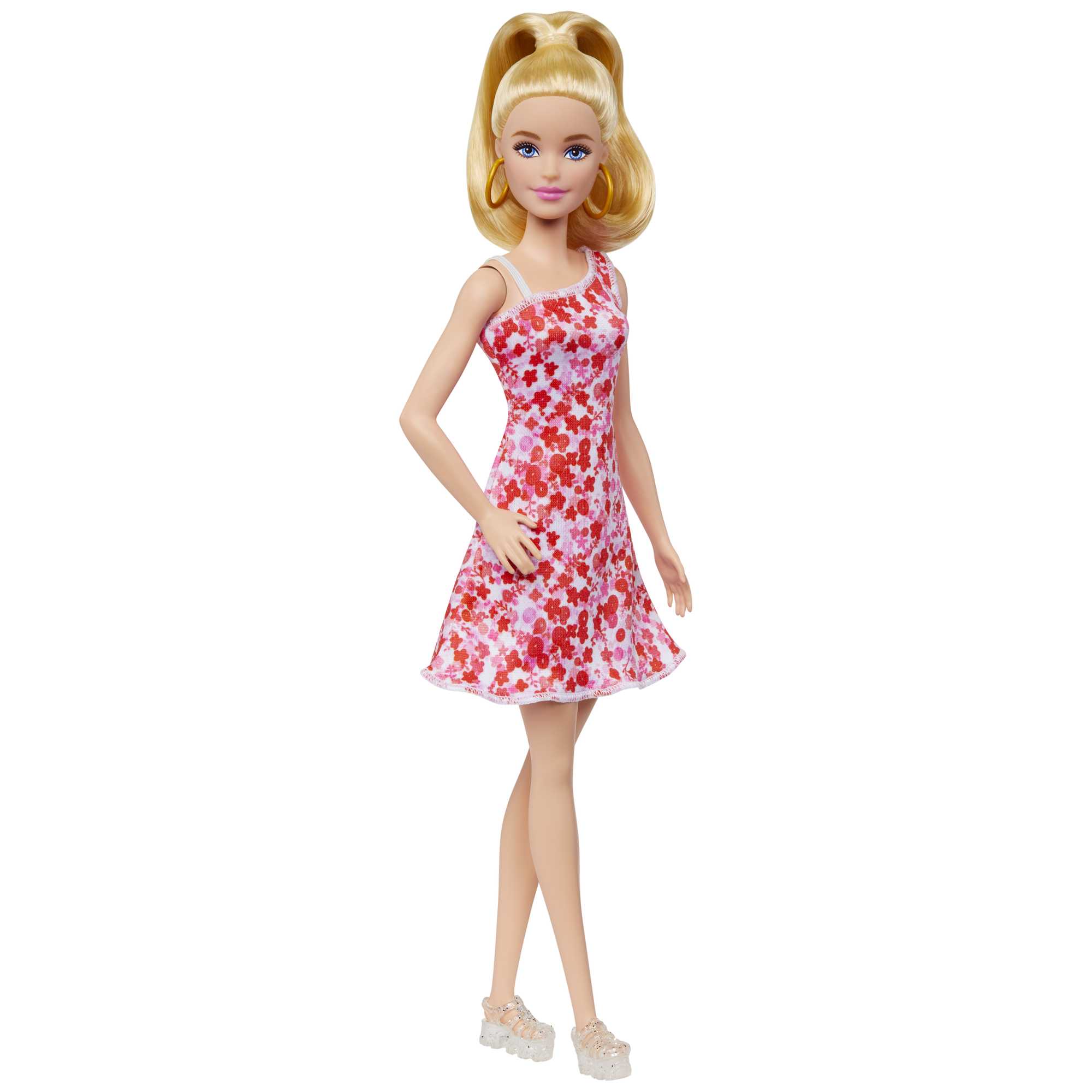 Barbie Fashionistas 205–Poupée Queue de Cheval, Robe à Fleurs