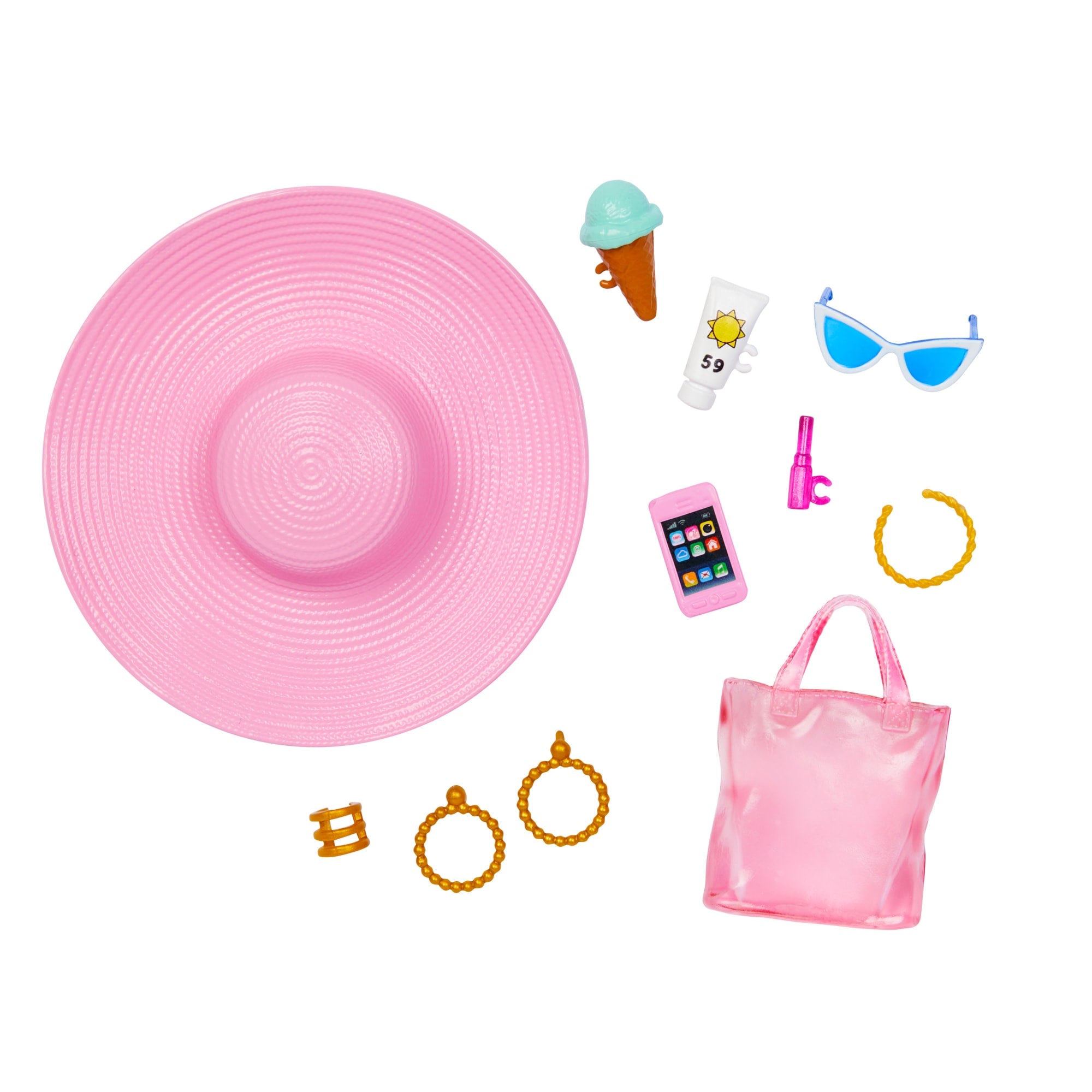Barbie-Barbie Plage Poupée Blonde en Maillot de Bain et Accessoires