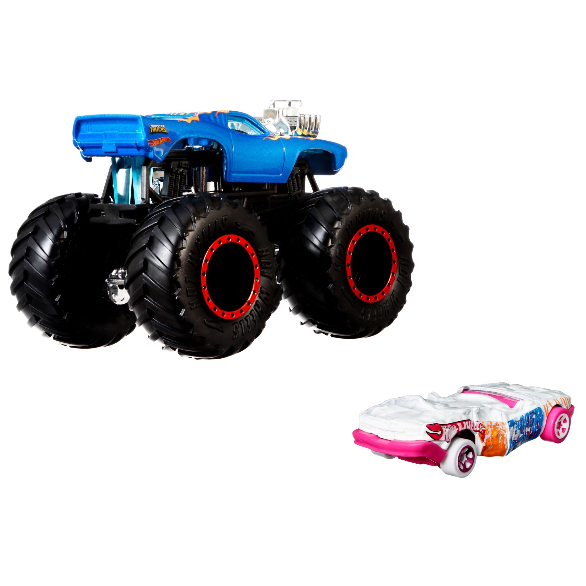 Hot Wheels Monster Trucks Veículo de Brinquedo Rodger Dodger Die Cast Sudder Stop Crushed