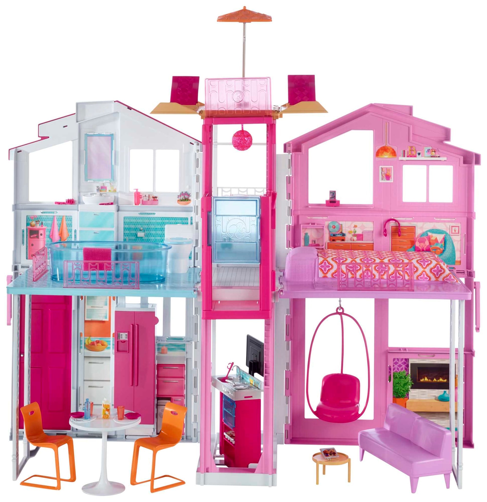 Barbie Dollhouse Playset - 2 Levels & 4 Play Areas : Target