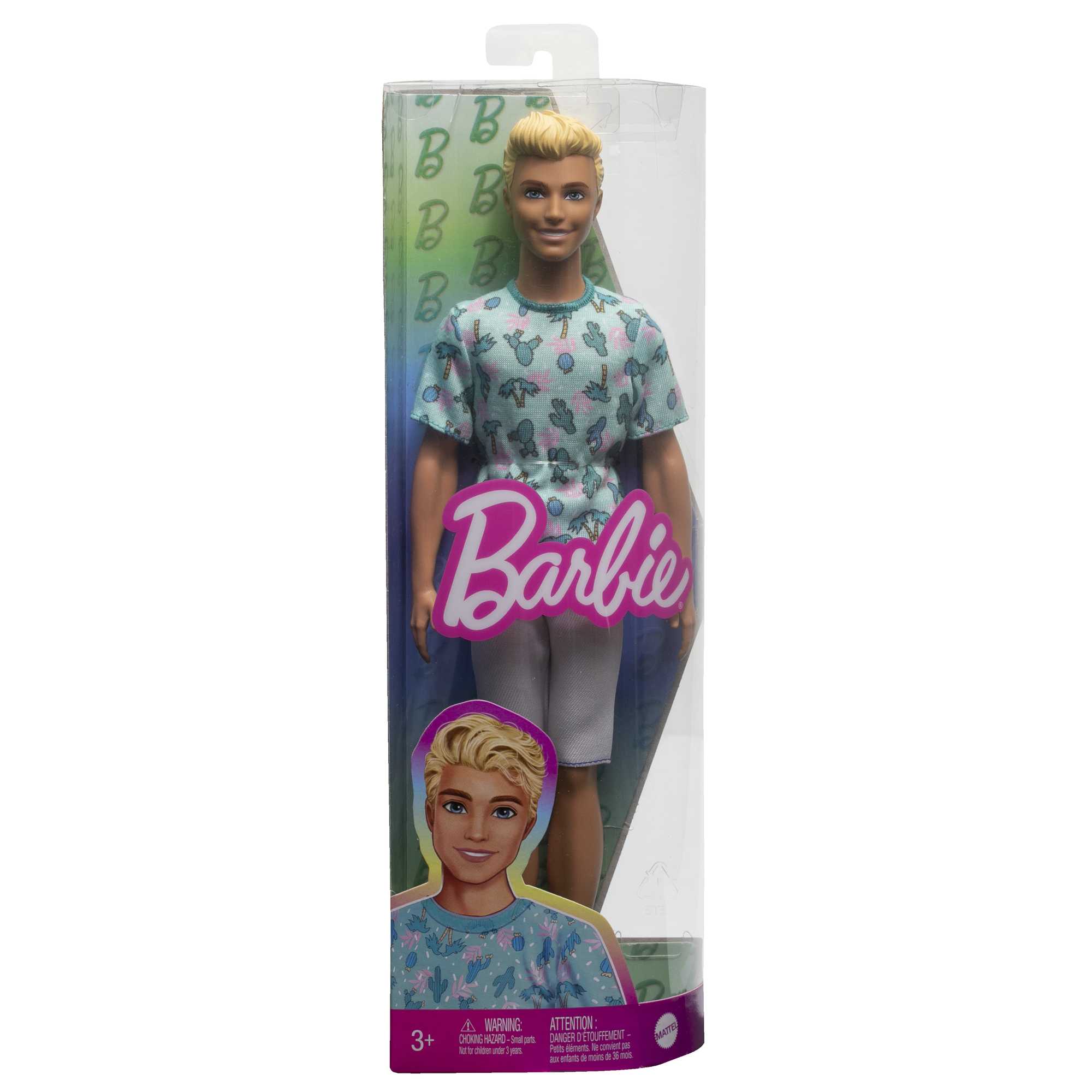 Barbie Fashionistas Ken Poupée 211, Cheveux Blonds, T-Shirt Cactus