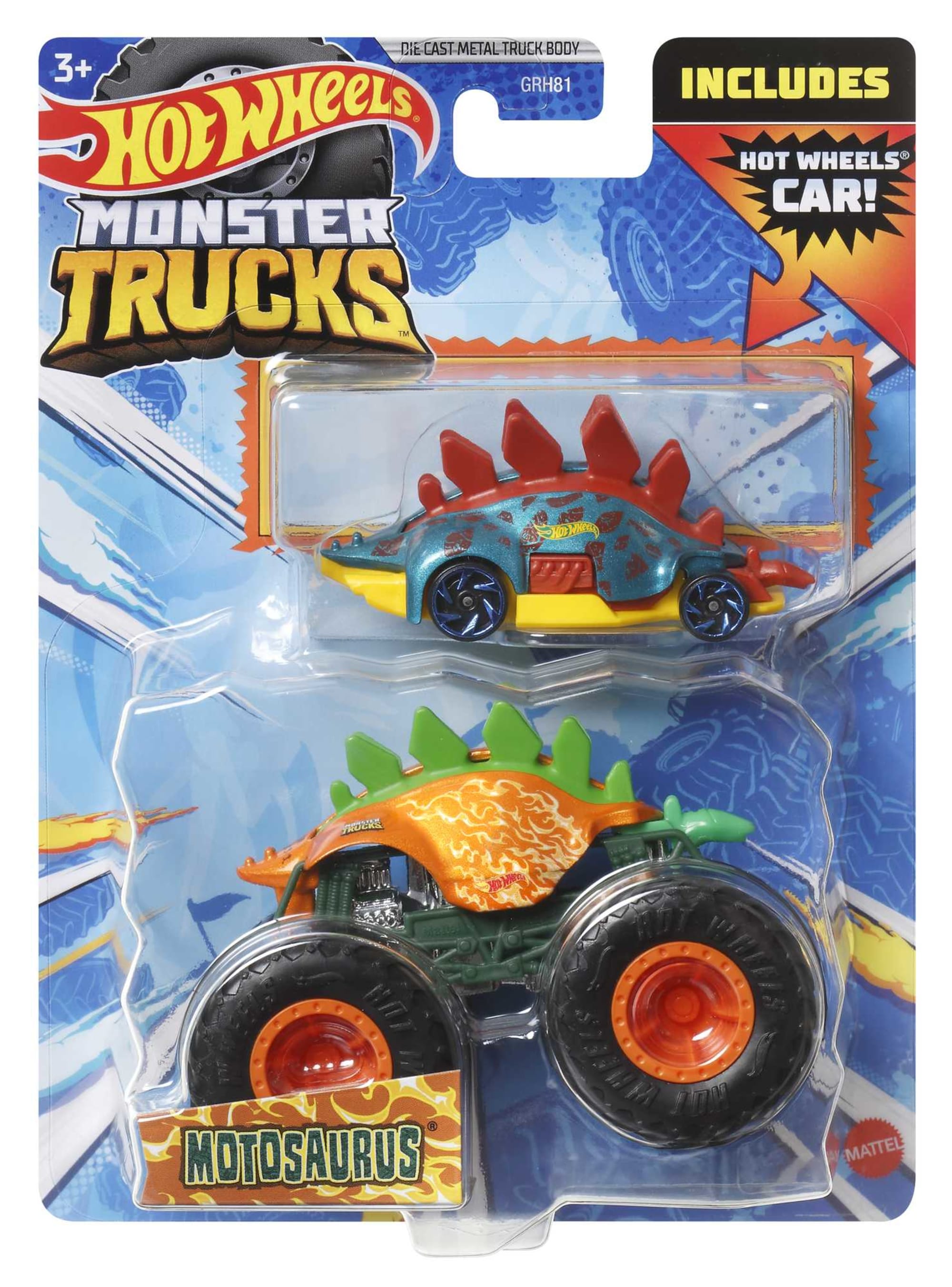 Hot Wheels Monster Trucks Veículo de Brinquedo Motosaurus Die Cast Motosaurus