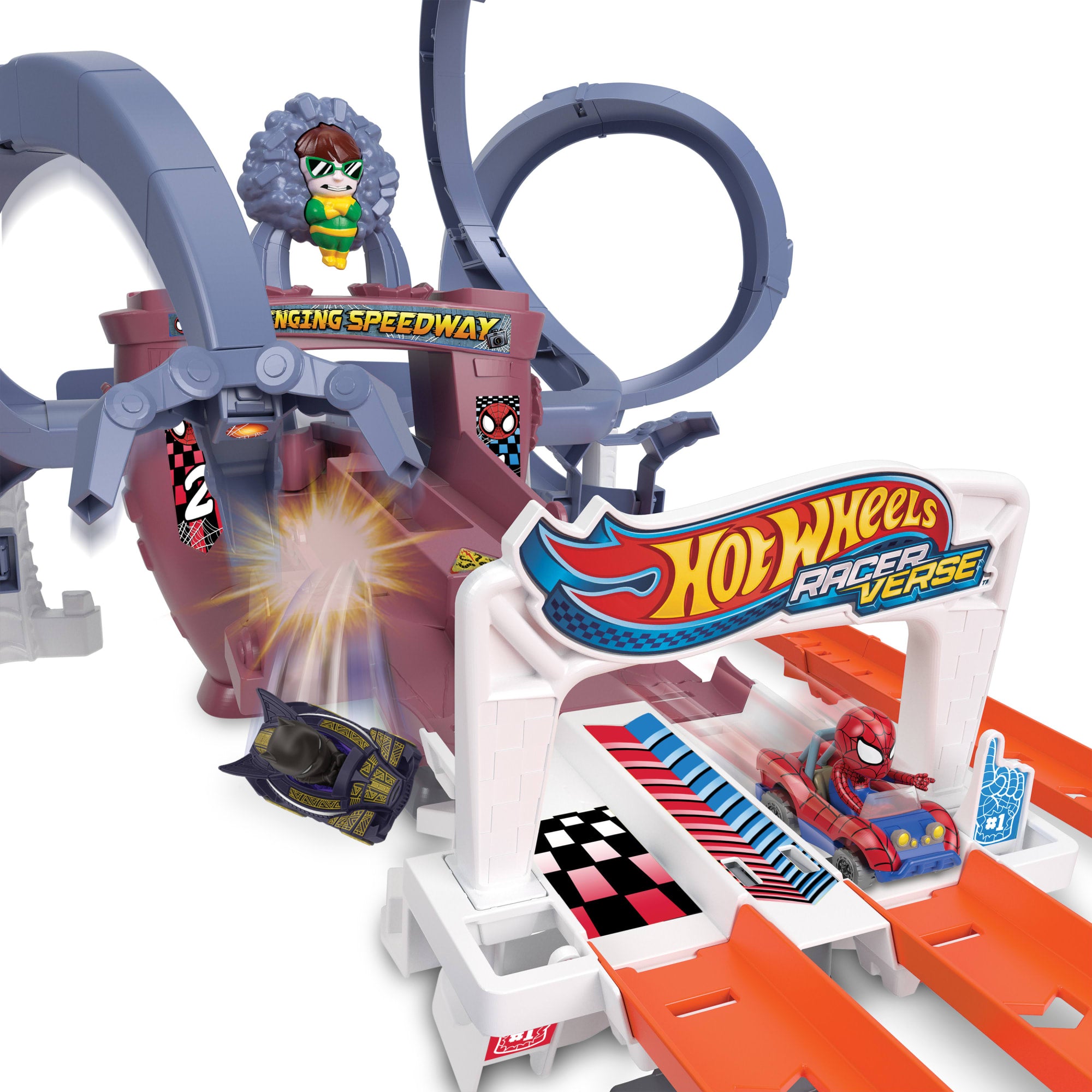 Hot Wheels Racerverse Piste de Course Mobile de Spiderman Coffret