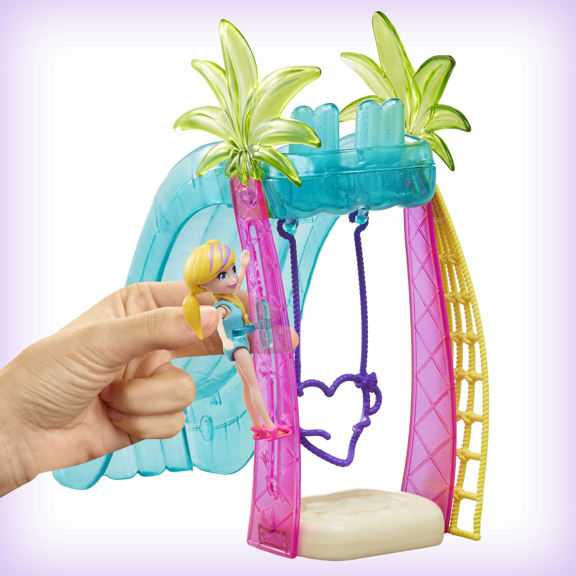 Polly Pocket Sunshine Splash Park With 3-Inch Polly Doll, 15 Accessories Including Slide, Go Karts, Pool, Volleyball Net, Swing, Dog & More, 4 & Up