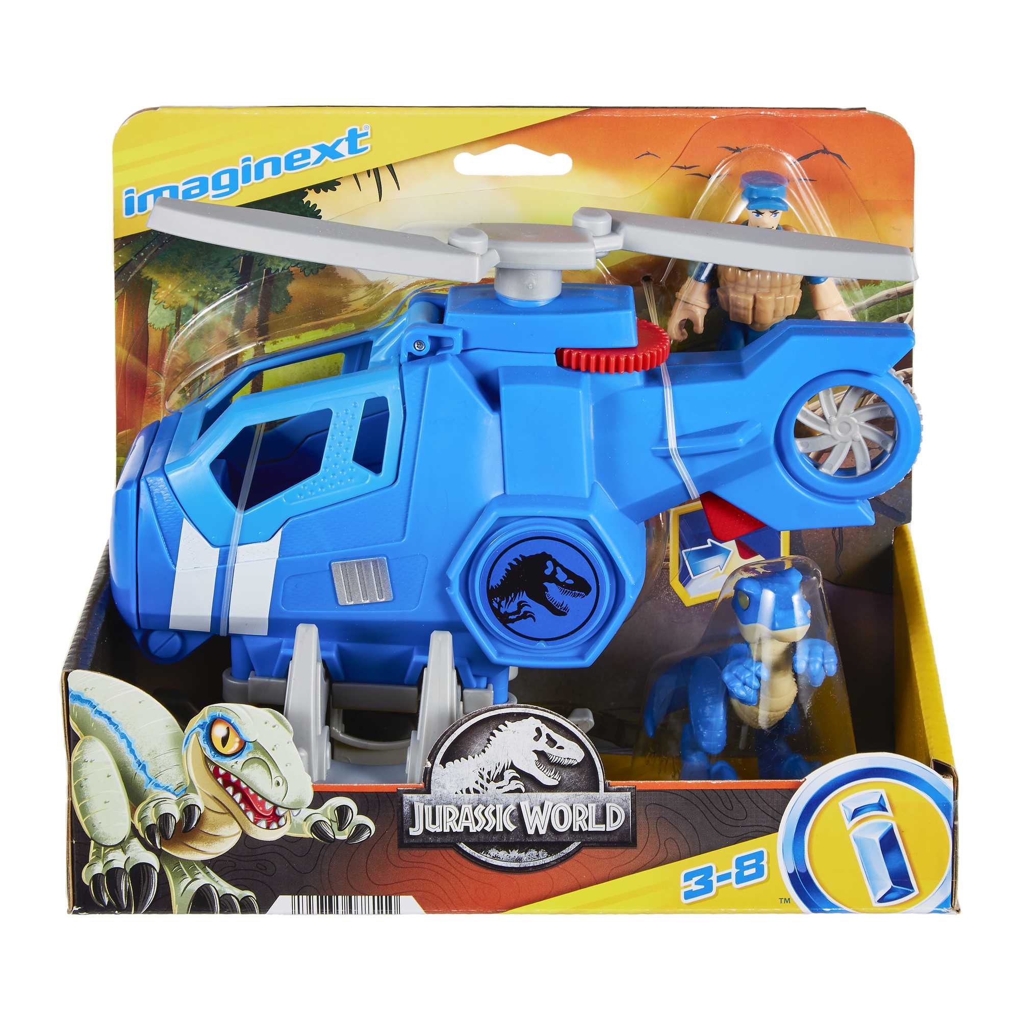 Imaginext Jurassic World Raptor Recon Dinosaur Toy & Helicopter Set, 3 Pieces