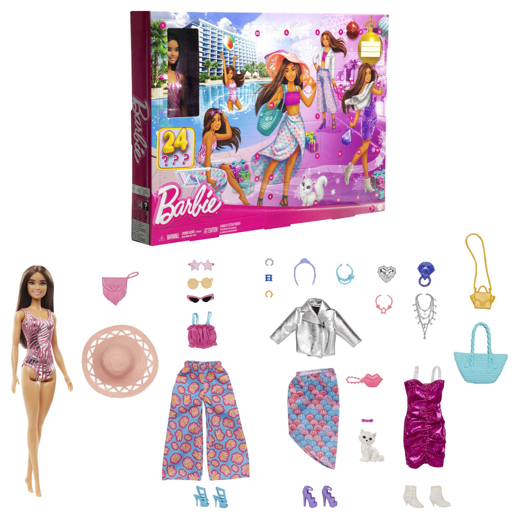 Barbie-Calendrier de L’Avent-Poupée et 24 Vêtements et Accessoires