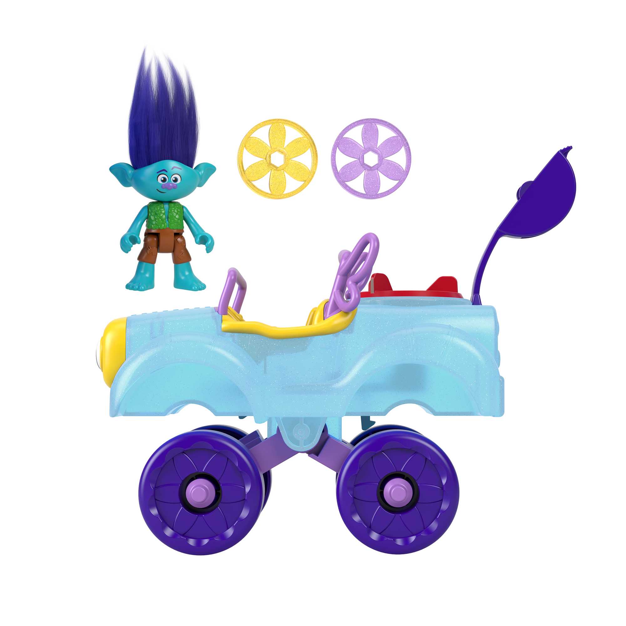 Imaginext Dreamworks Trolls Le Buggy de Branche, 4 Éléments