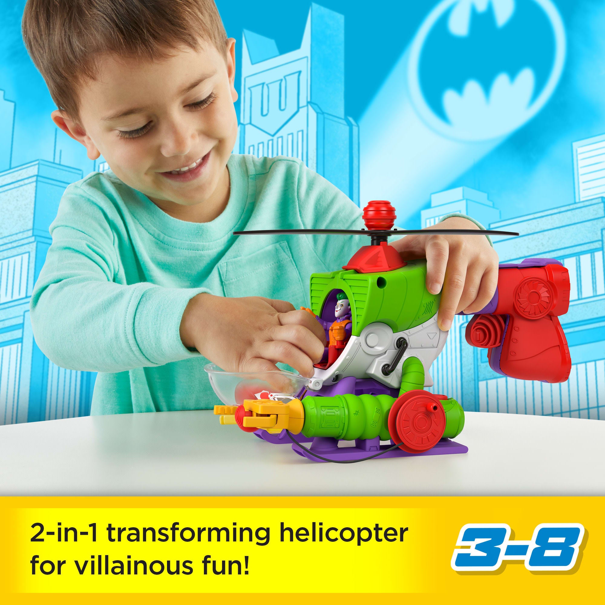 Imaginext DC Super Friends the Joker Robo Copter Toy Robot Figure & Helicopter, 3-Pieces