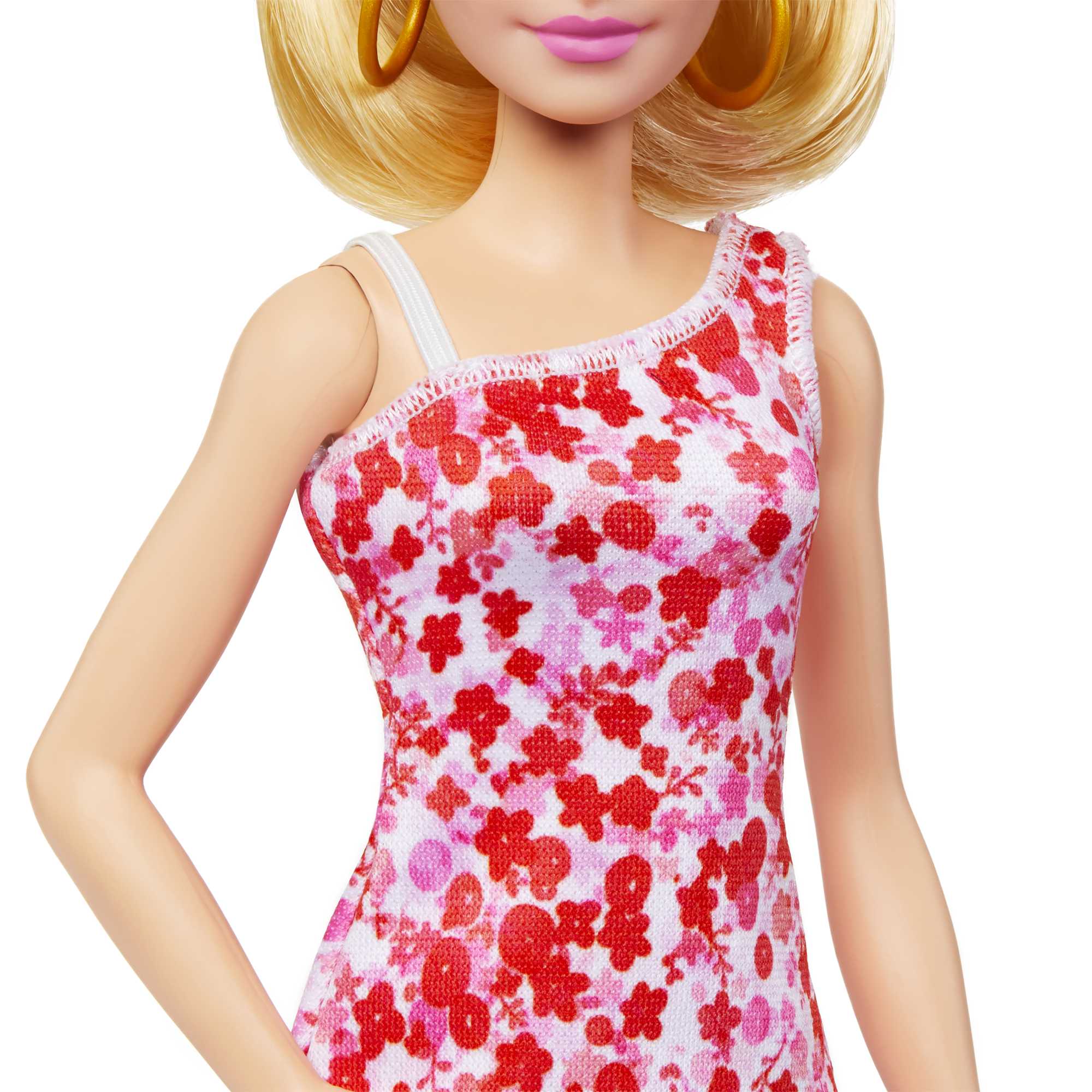 Barbie Fashionistas 205–Poupée Queue de Cheval, Robe à Fleurs