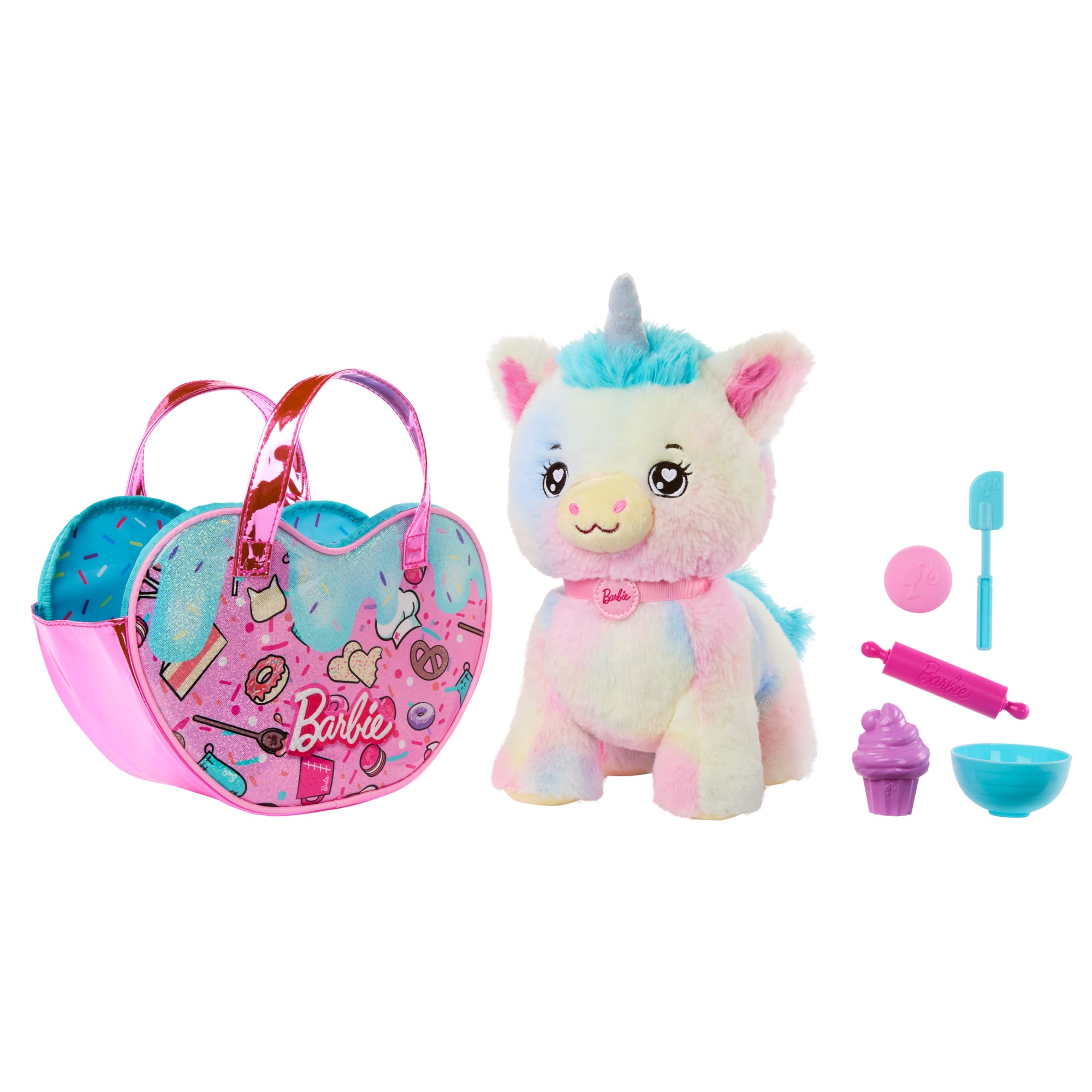Barbie Stuffed Animals, Unicorn Toys, Plush With Purse And 5 Accessories, Chef Pet Adventure