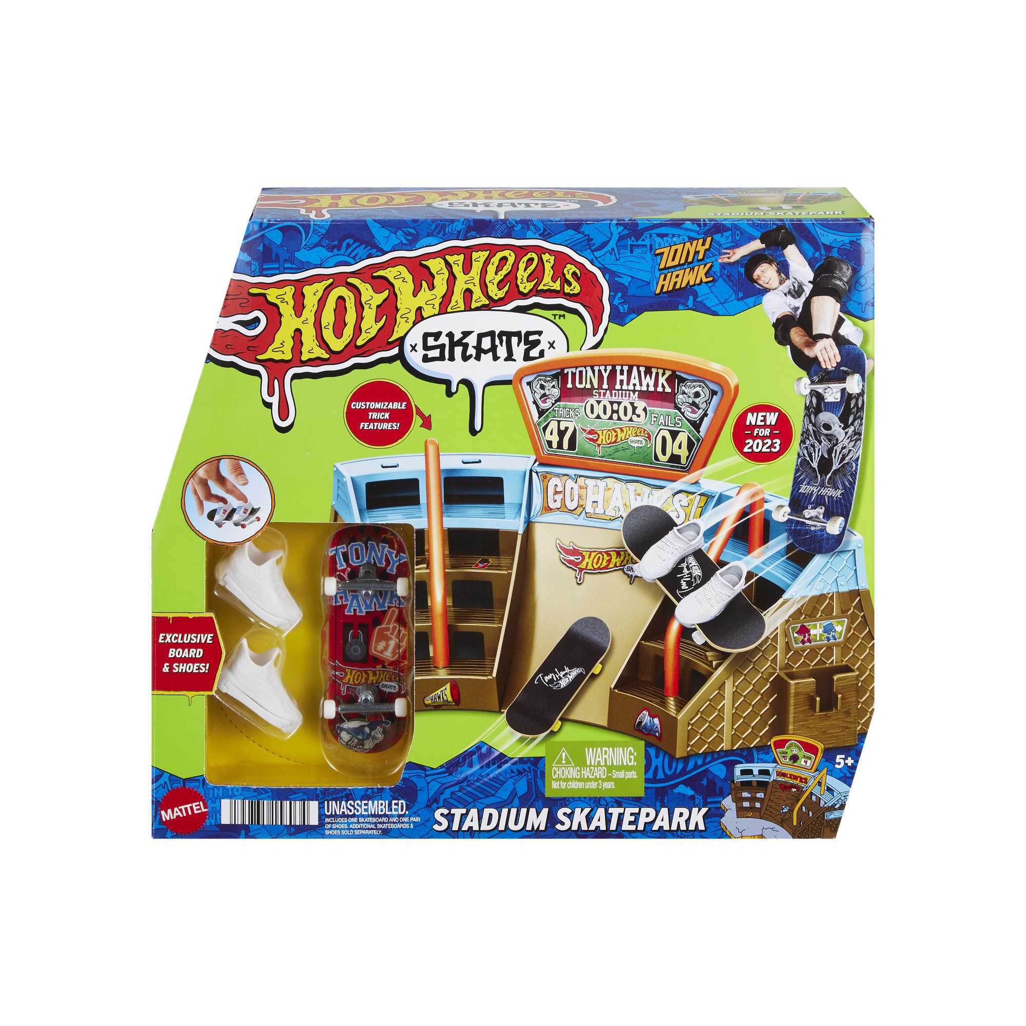 Hot Wheels Skate Planchodrome Stade, Planche Exclusive et Chaussures