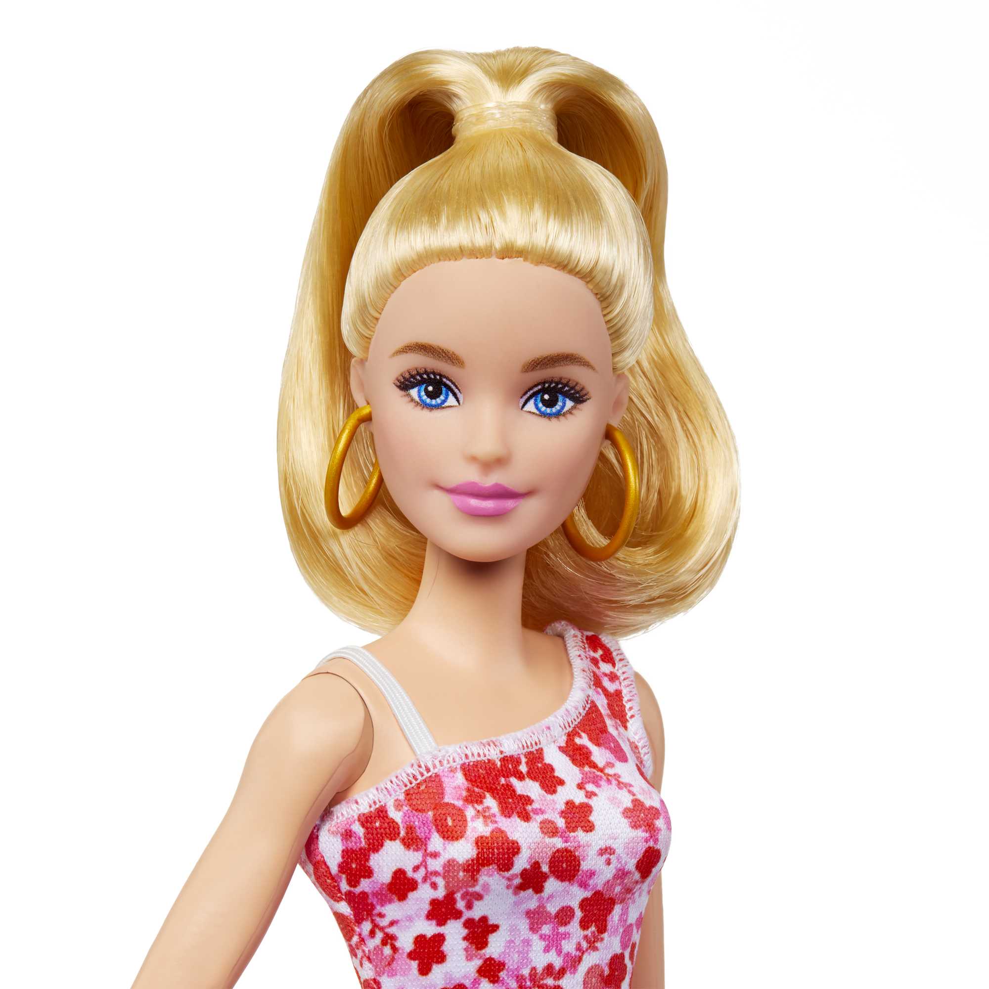 Barbie Fashionistas 205–Poupée Queue de Cheval, Robe à Fleurs
