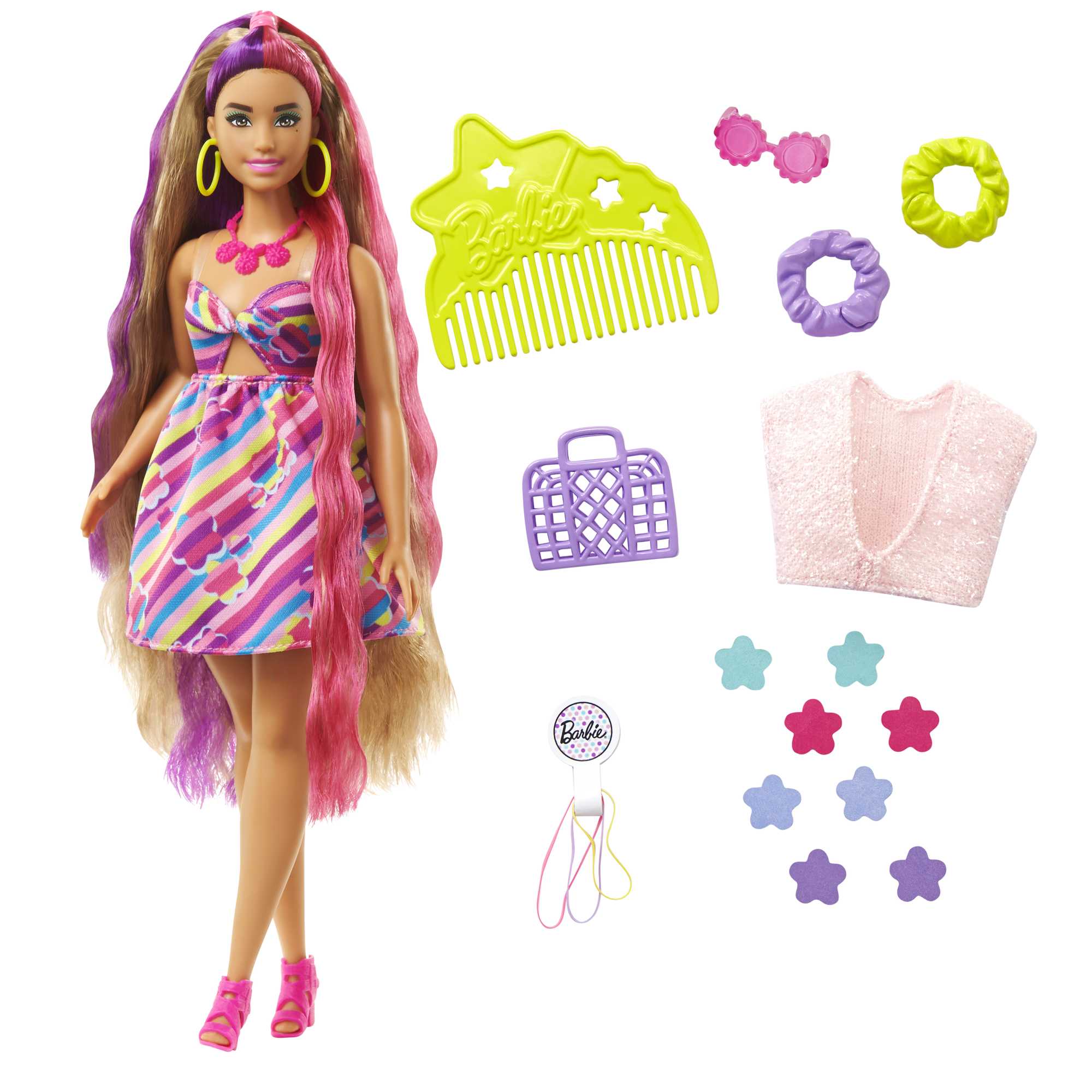 Barbie - Boneca Totally Hair com conjunto de jogo e cabeleireiro ㅤ, FASHIONISTAS