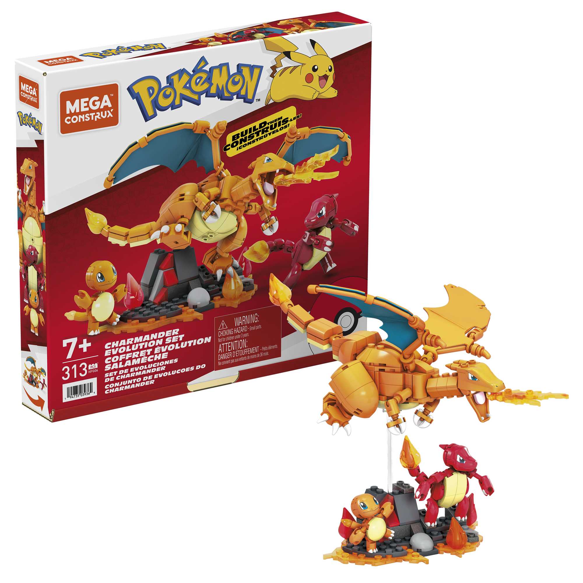 MEGA Pokémon Charmander Evolution Construction Set, Building Toys For Kids