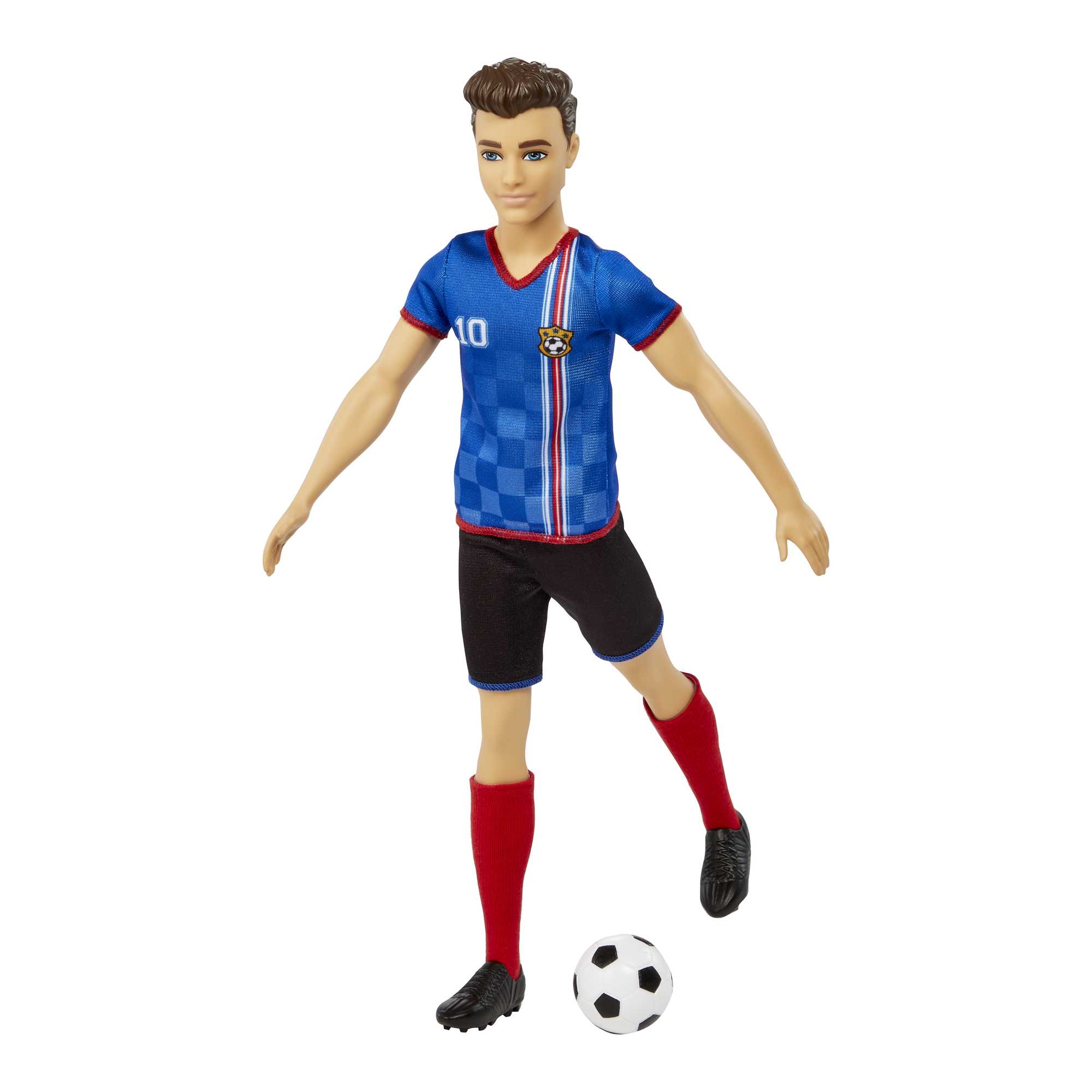 Ken Poupée Joueur de Soccer, Cheveux Courts, Uniforme 10, Ballon