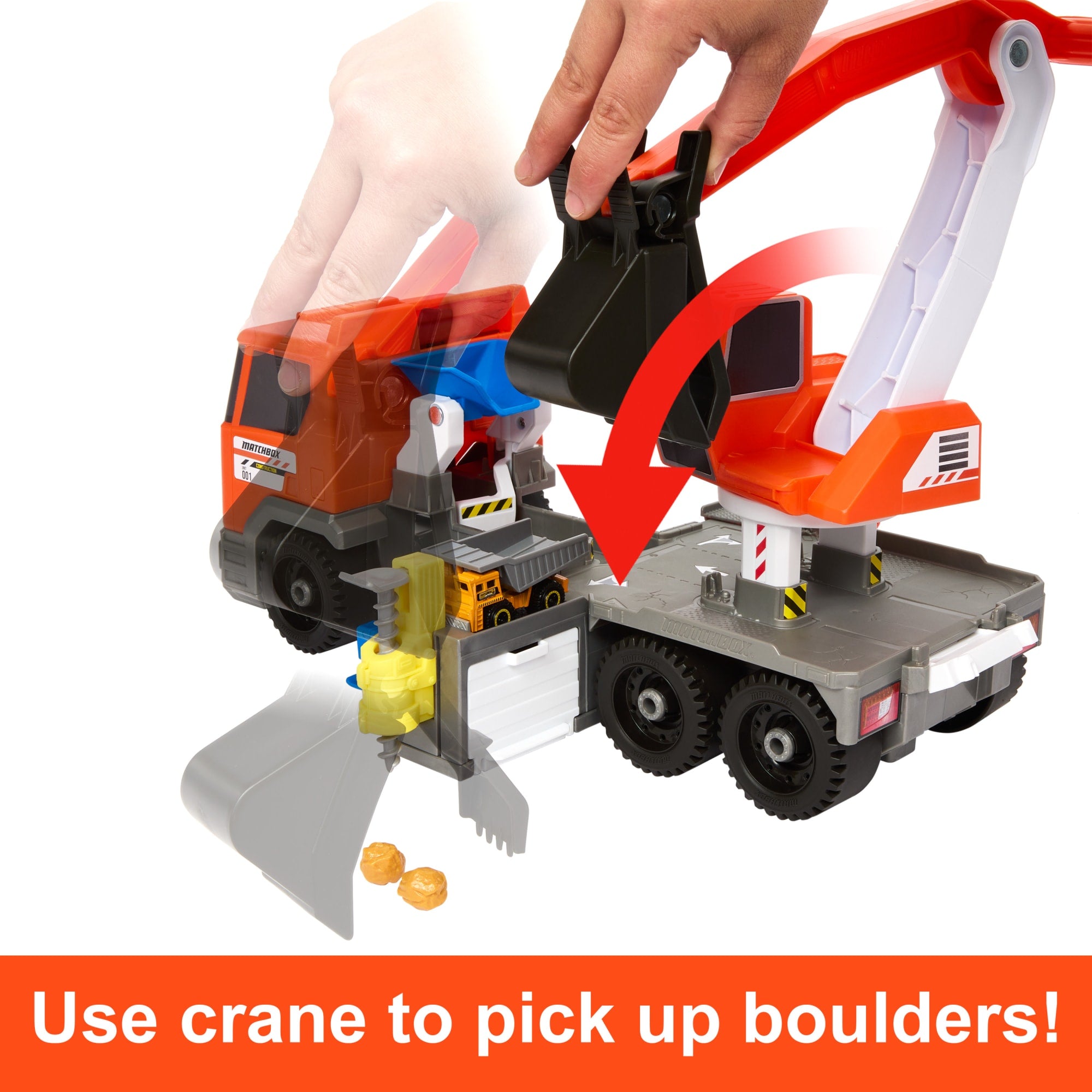 Matchbox Action Drivers Matchbox Transforming Excavator, Toy Construction Truck With 1:64 Scale Vehicle