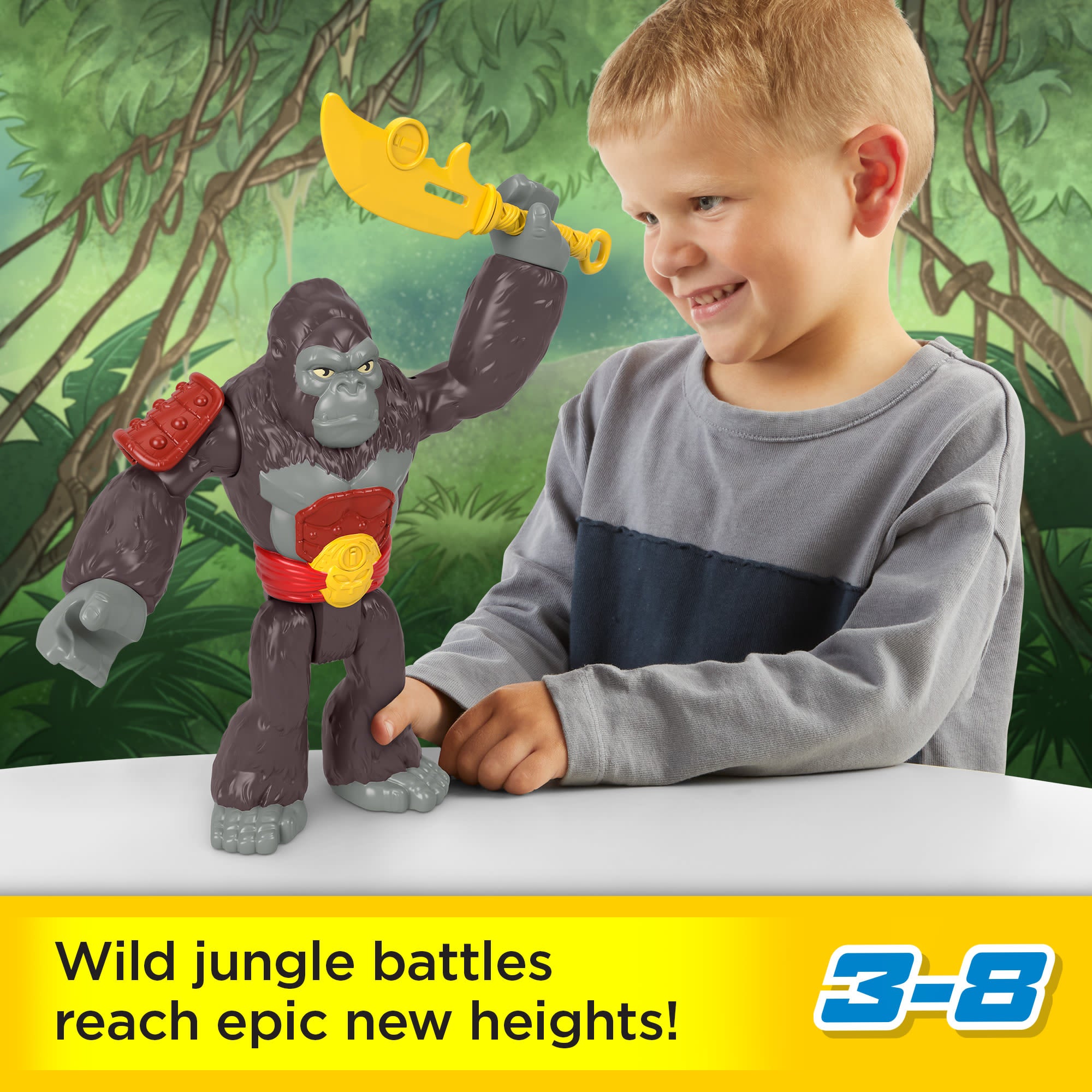Fisher-Price Imaginext Gorilla King XL Figure, 10-Inch Poseable Toy With Accessory, Preschool Toy