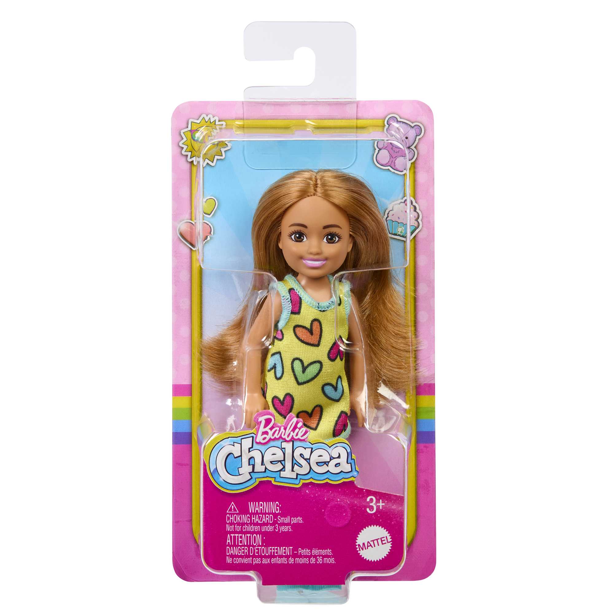 Barbie-Poupée Chelsea-Petite Poupée Avec Robe à Imprimé Cœurs Amovible Avec Cheveux Blonds et Yeux Bleus