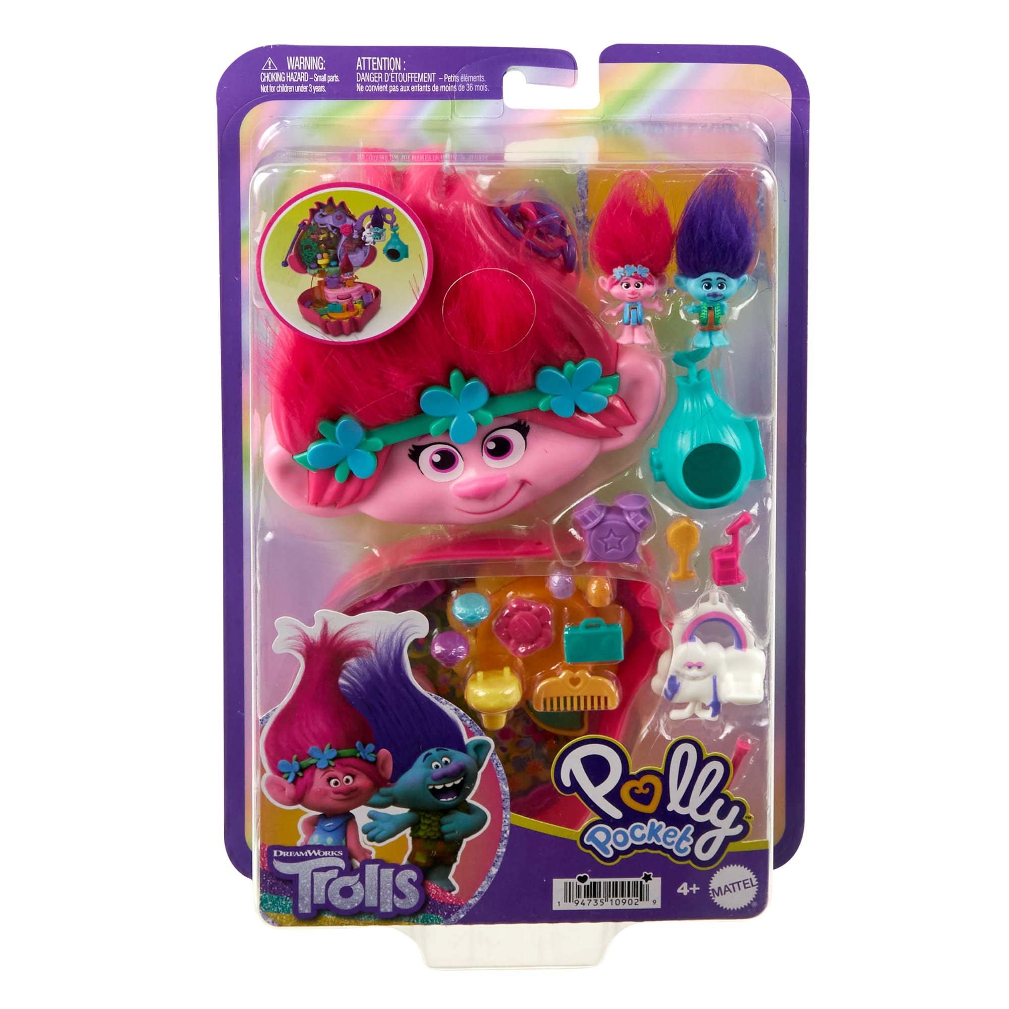 Polly Pocket & Dreamworks-Les Trolls-Coffret Figurines et Accessoires